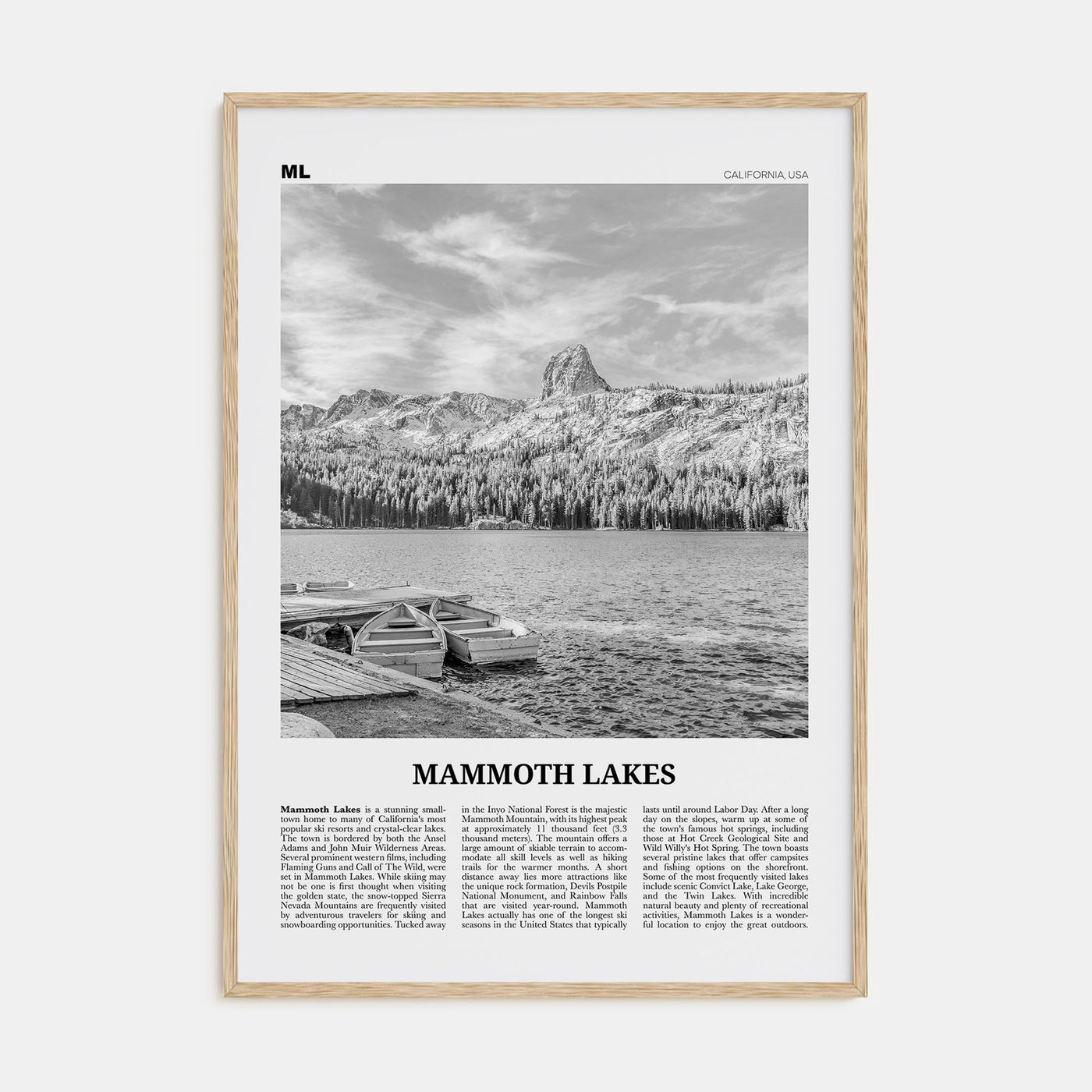 Mammoth Lakes Travel B&W Poster