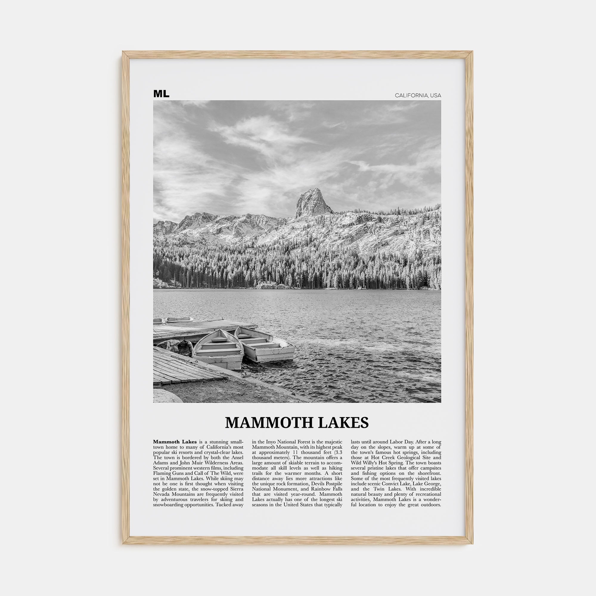 Mammoth Lakes Travel B&W Poster