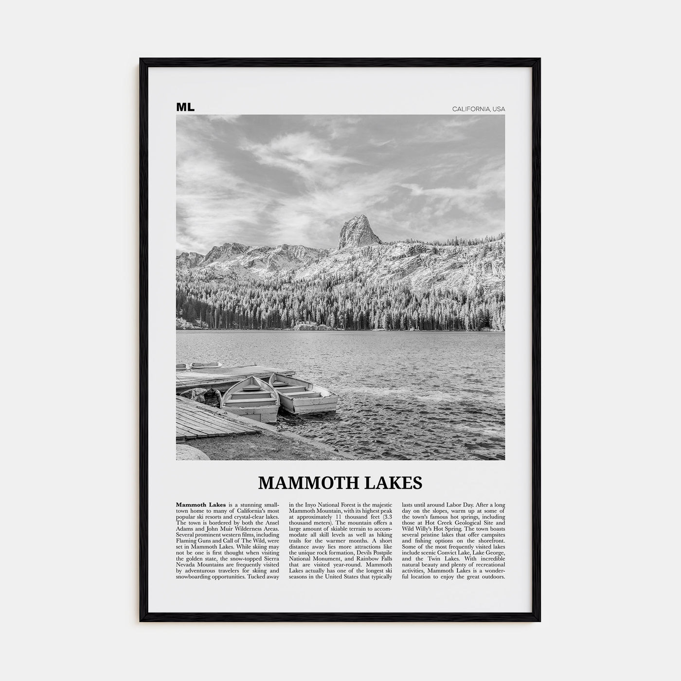 Mammoth Lakes Travel B&W Poster
