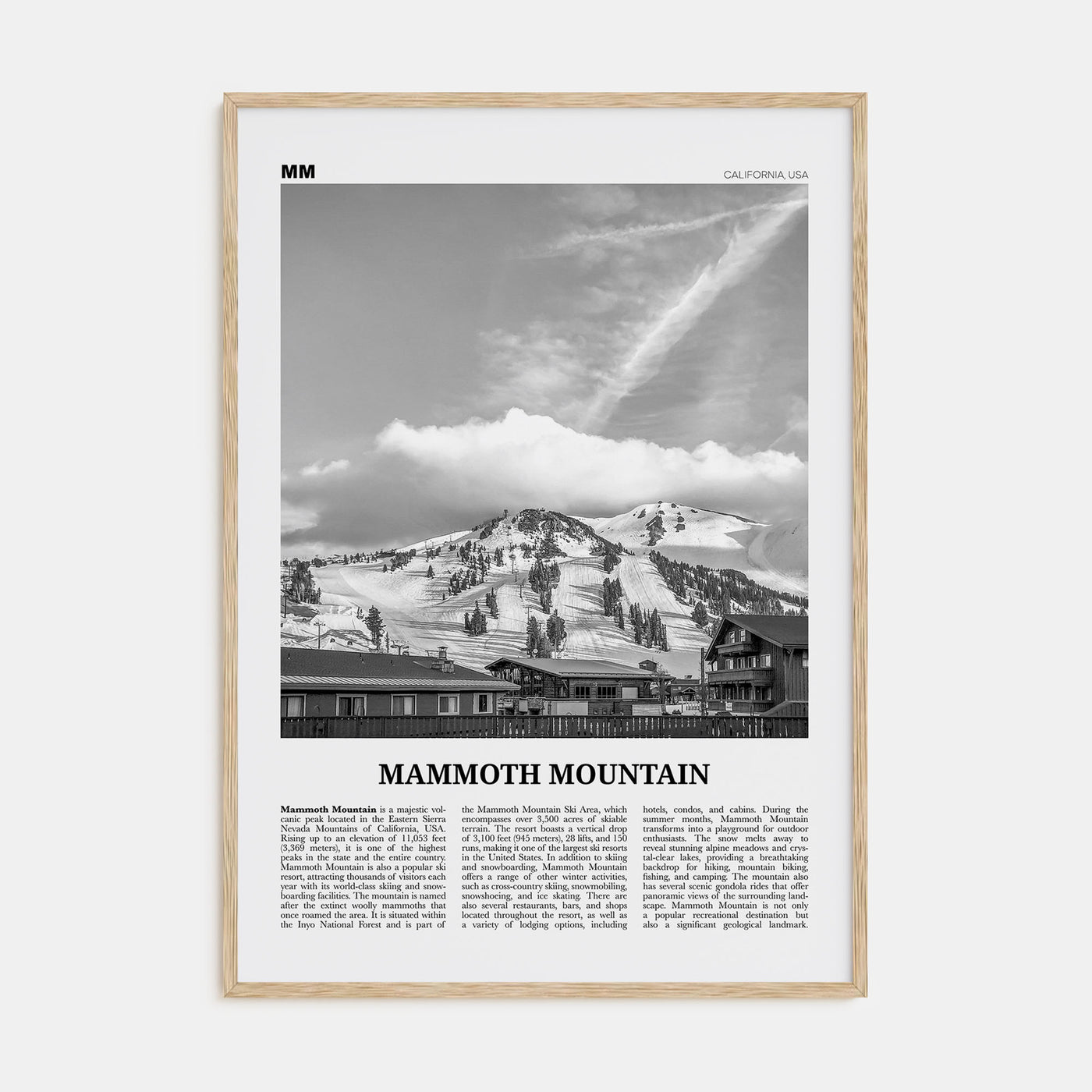 Mammoth Mountain Travel B&W Poster