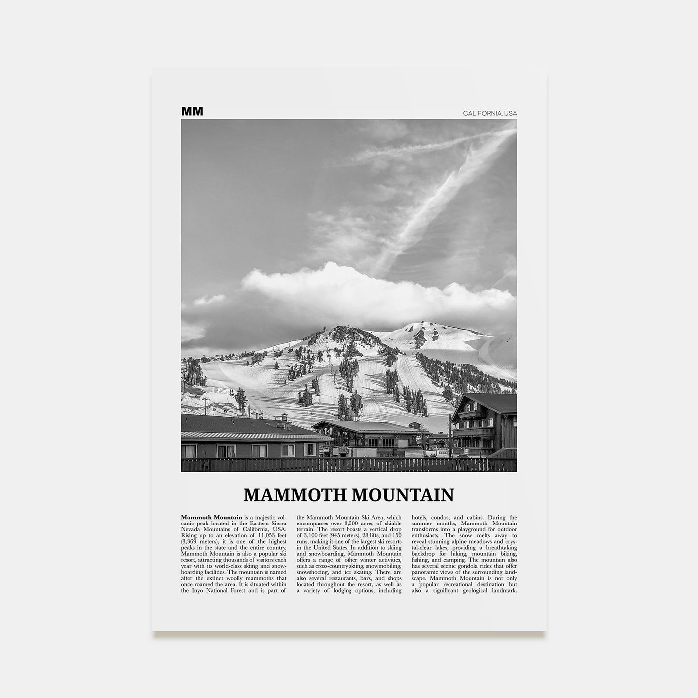 Mammoth Mountain Travel B&W Poster