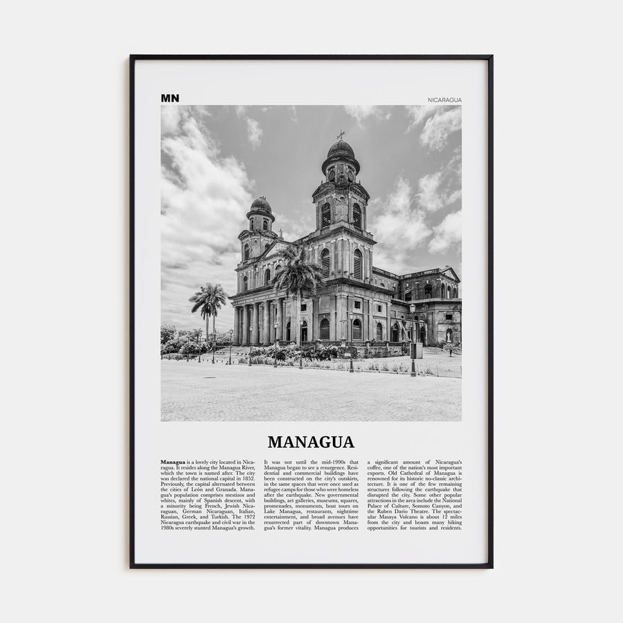 Managua Travel B&W Poster