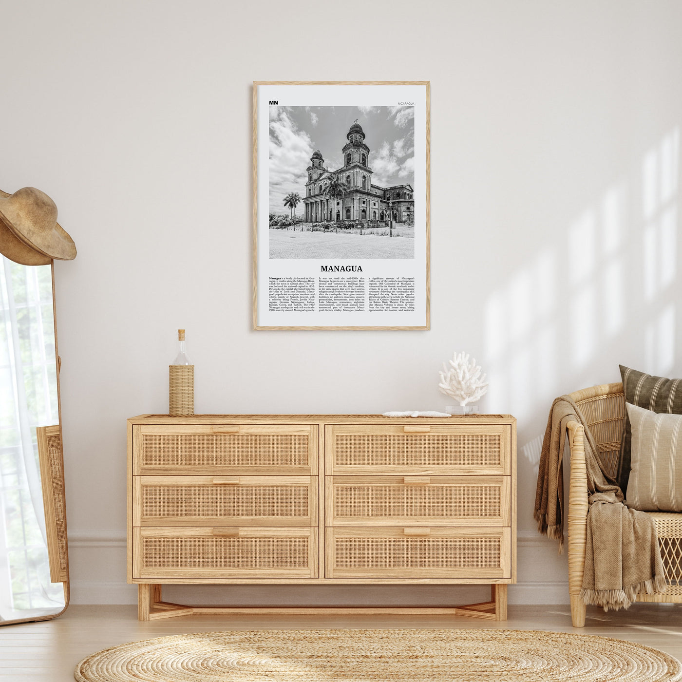 Managua Travel B&W Poster