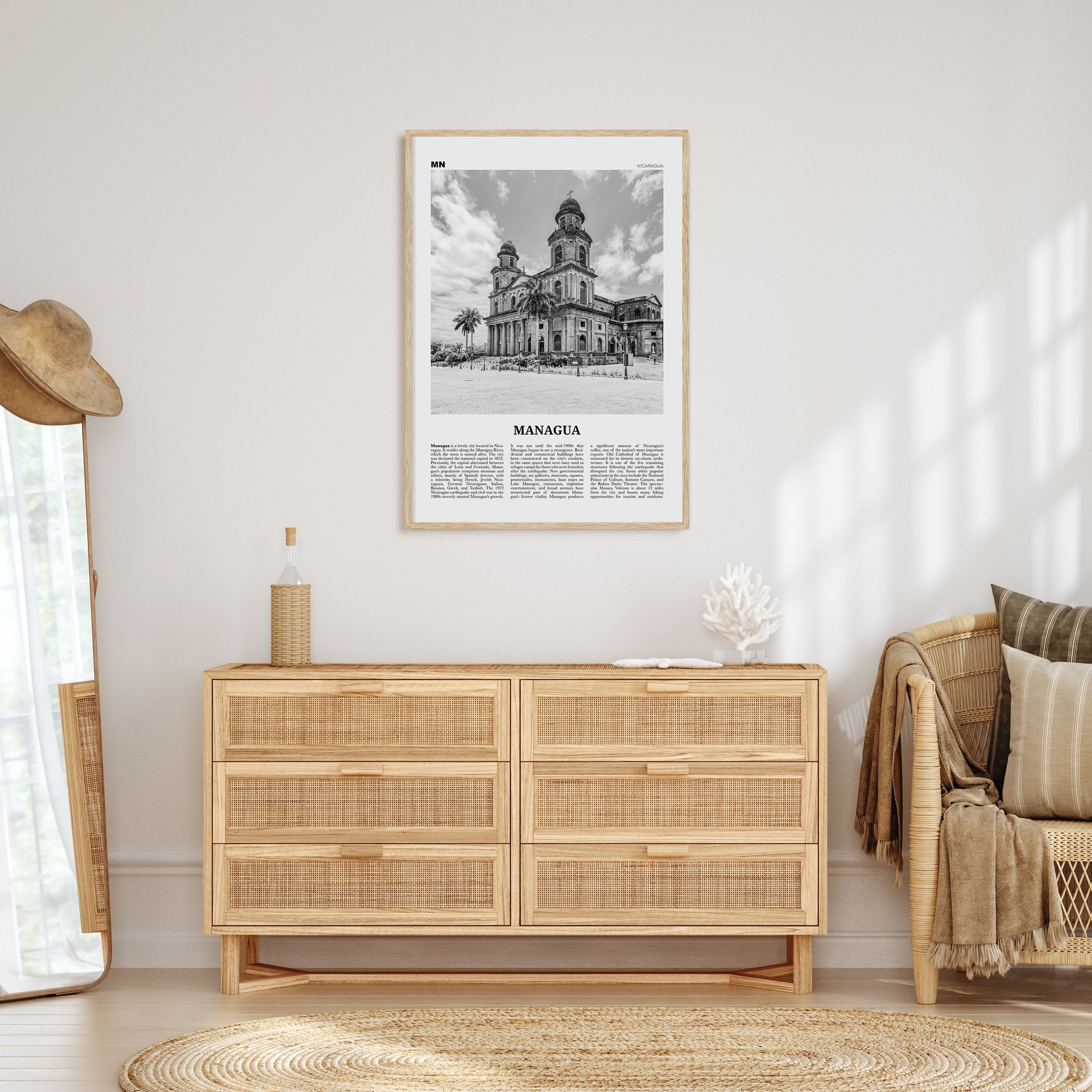 Managua Travel B&W Poster
