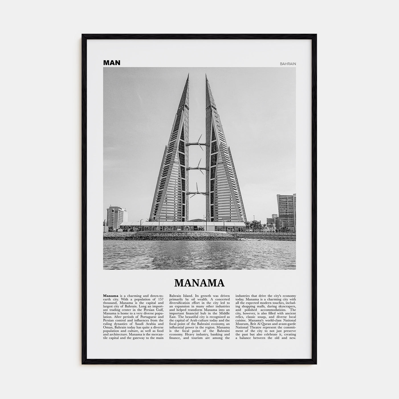 Manama Travel B&W Poster
