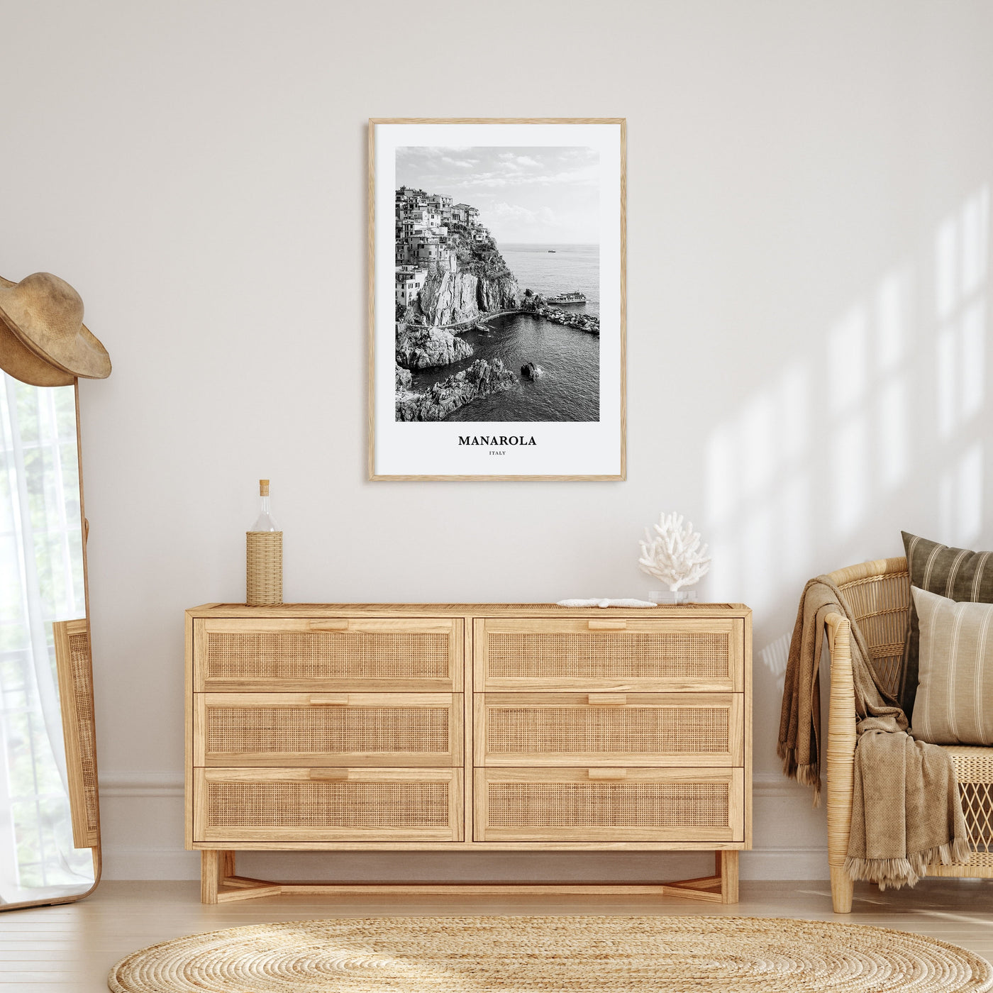 Manarola Portrait B&W Poster