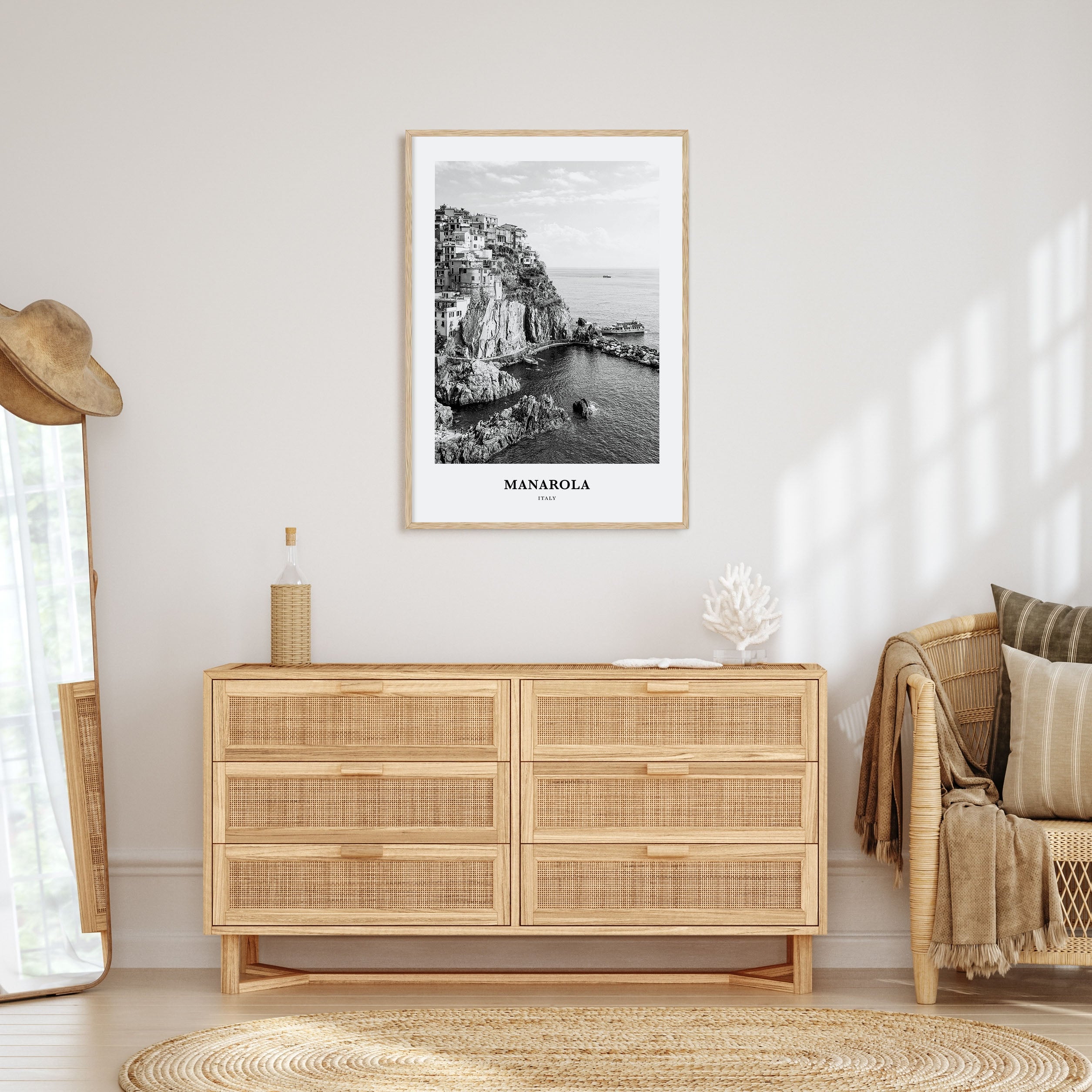 Manarola Portrait B&W Poster