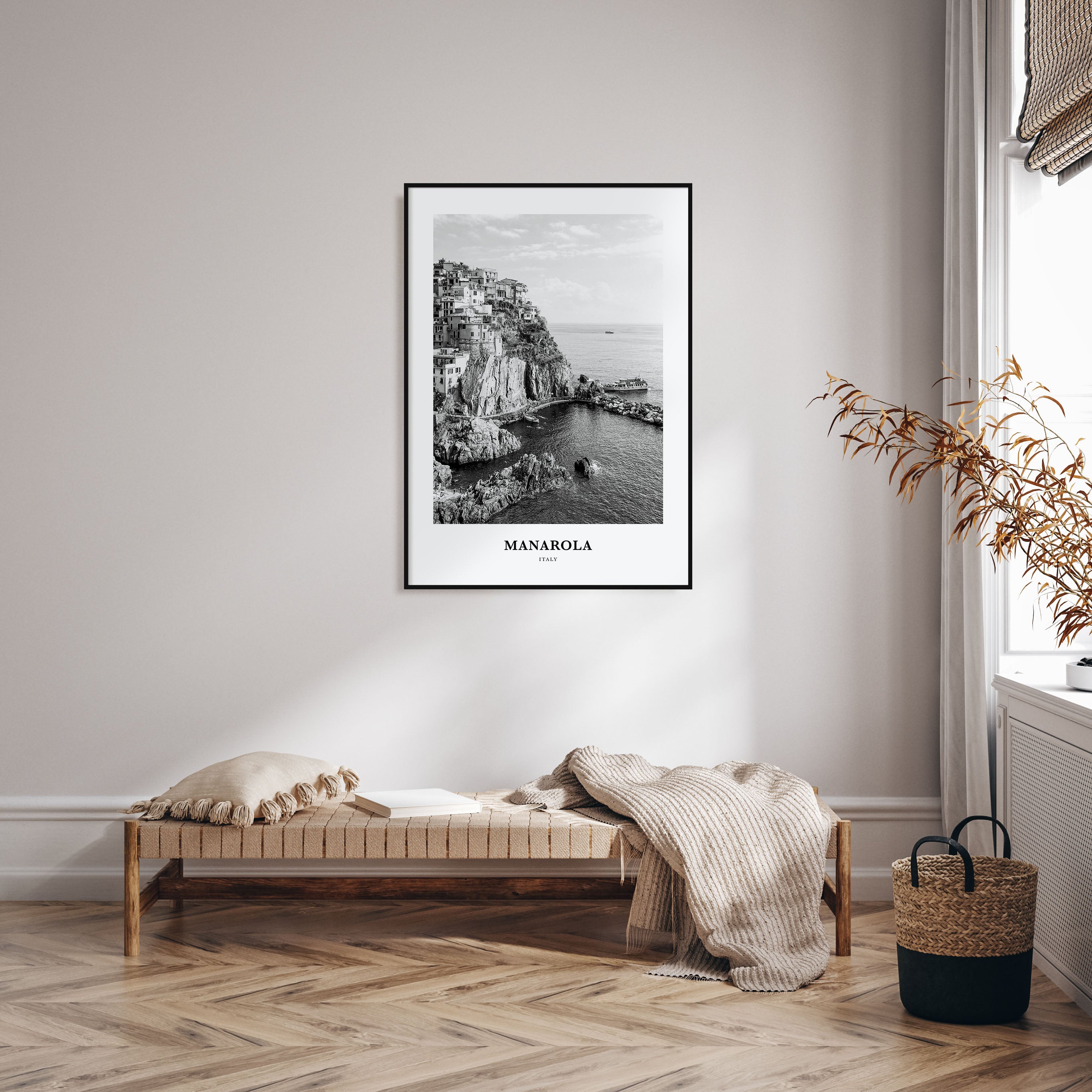 Manarola Portrait B&W Poster