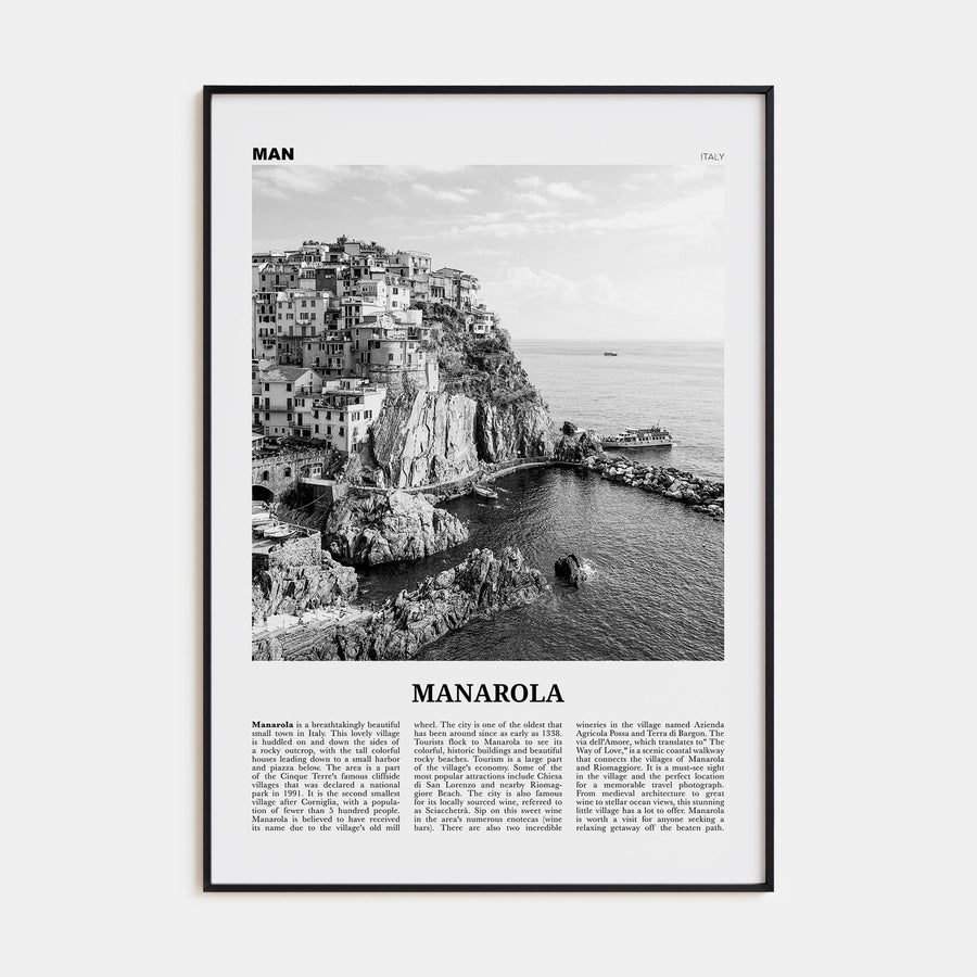 Manarola Travel B&W Poster