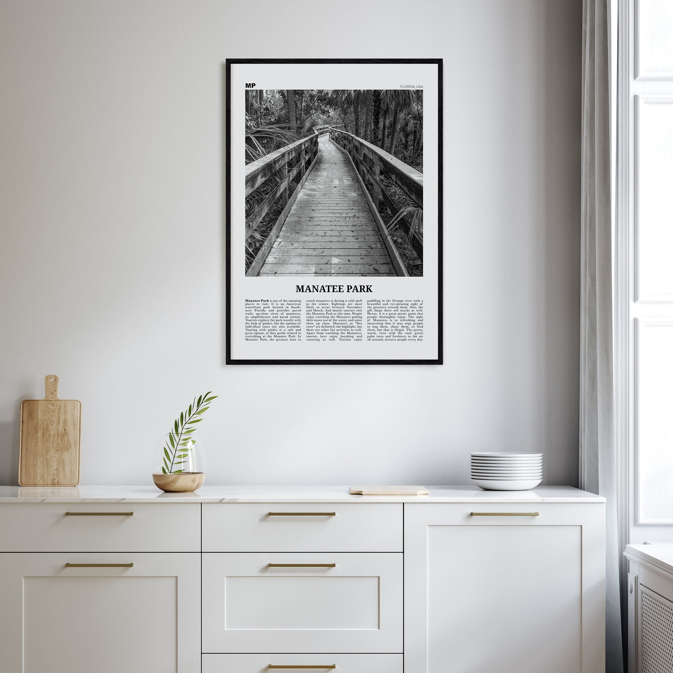 Manatee Park Travel B&W Poster