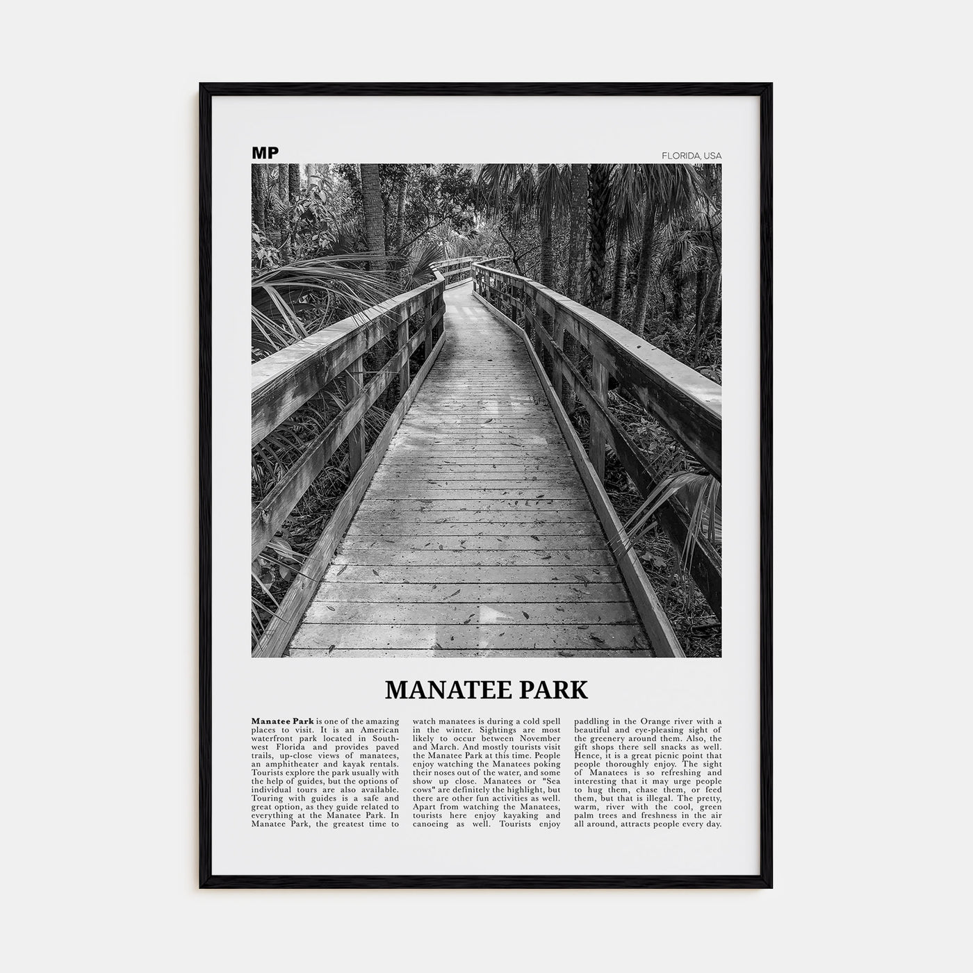 Manatee Park Travel B&W Poster