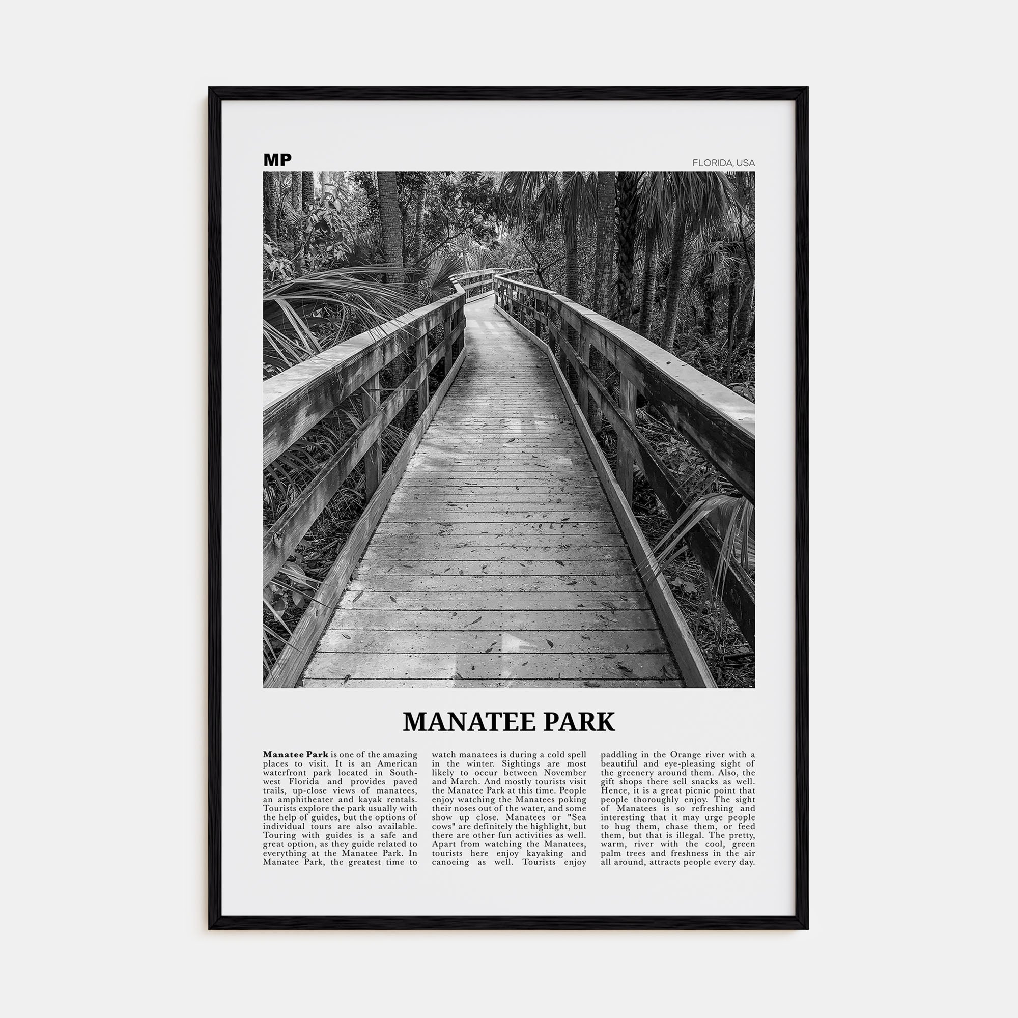 Manatee Park Travel B&W Poster