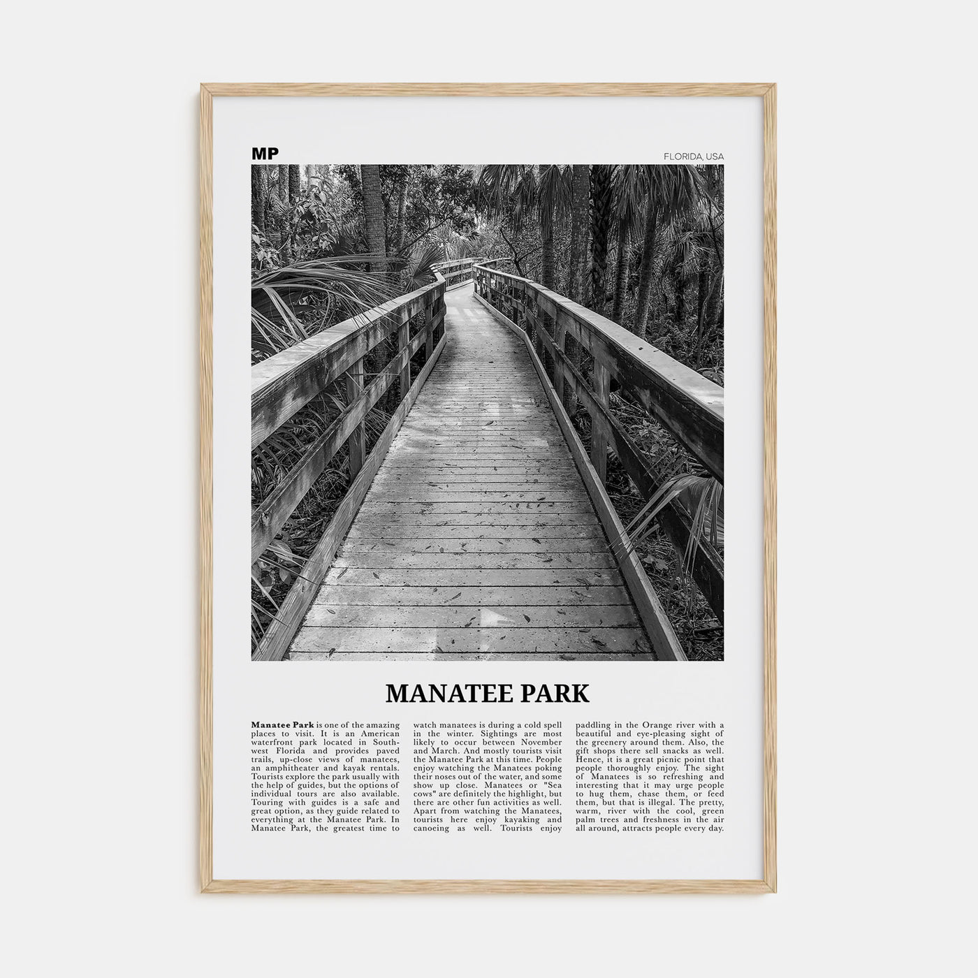 Manatee Park Travel B&W Poster