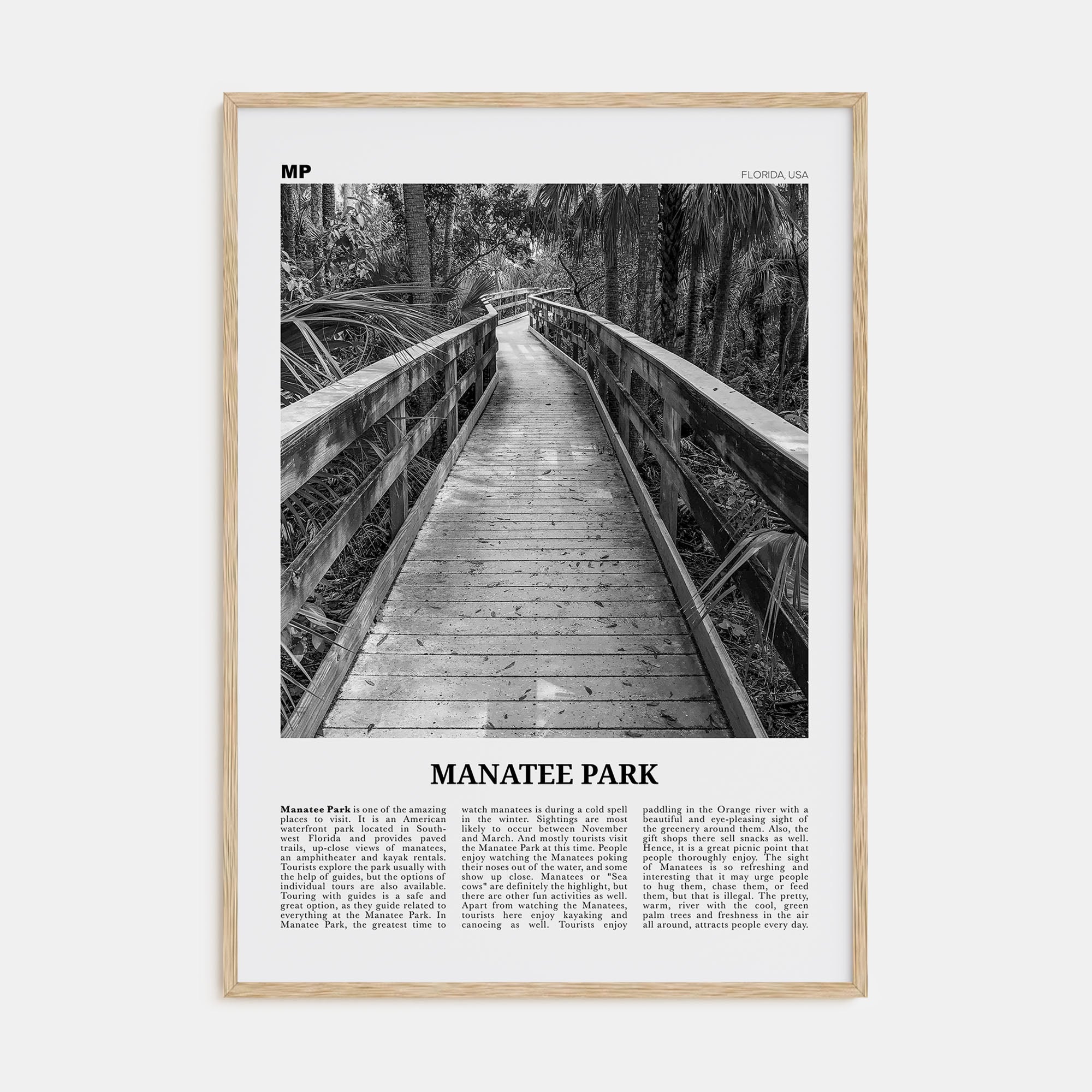 Manatee Park Travel B&W Poster