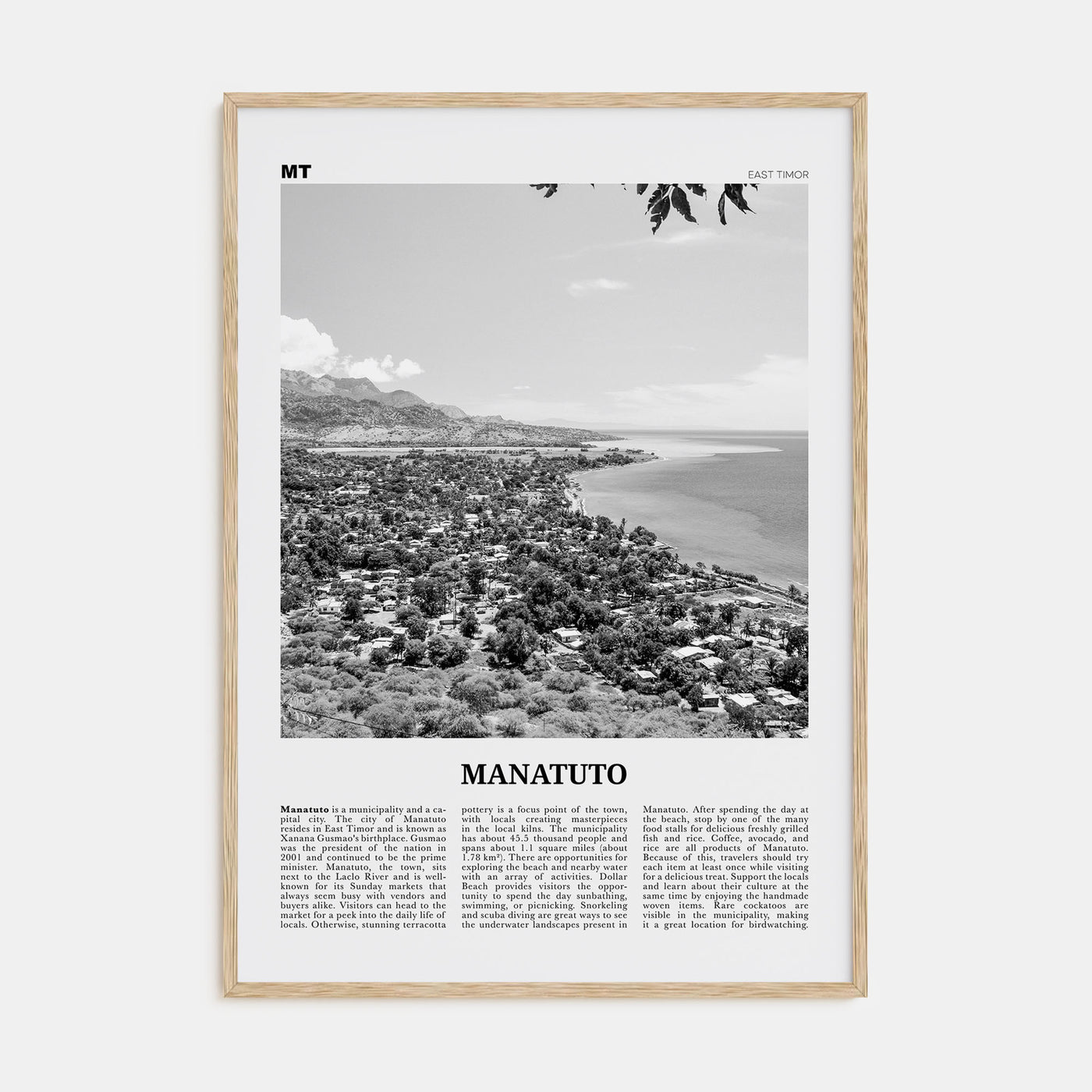 Manatuto Travel B&W Poster