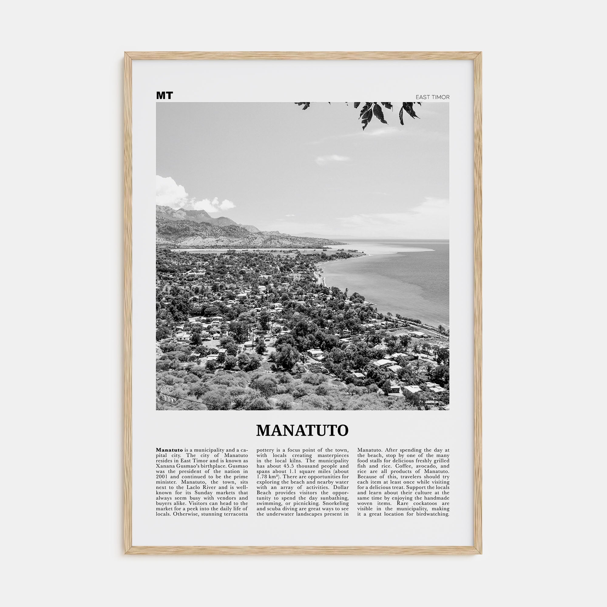Manatuto Travel B&W Poster
