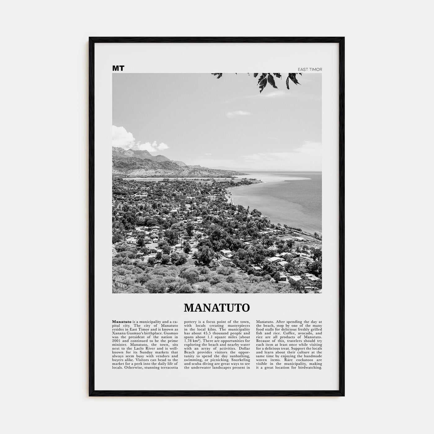 Manatuto Travel B&W Poster