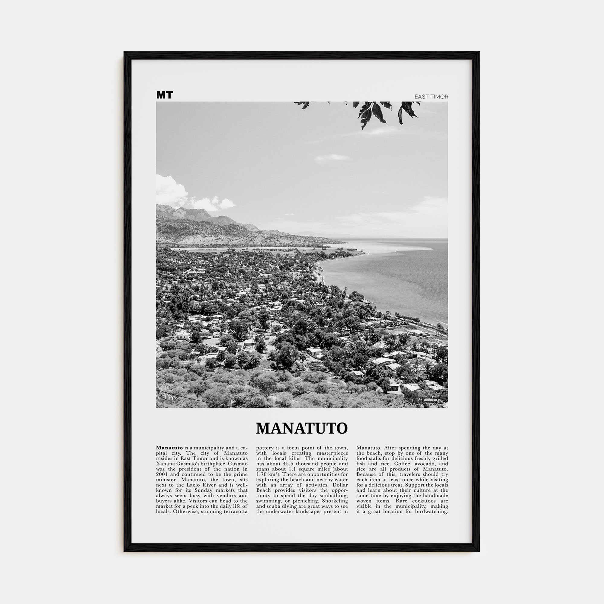 Manatuto Travel B&W Poster