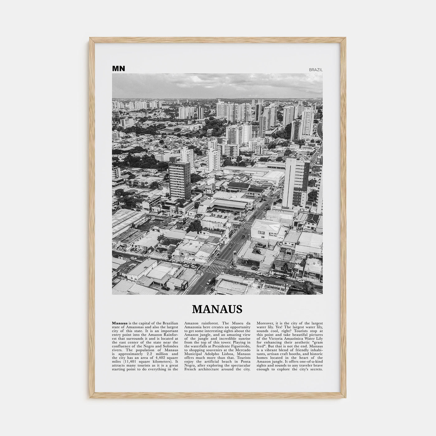 Manaus Travel B&W Poster