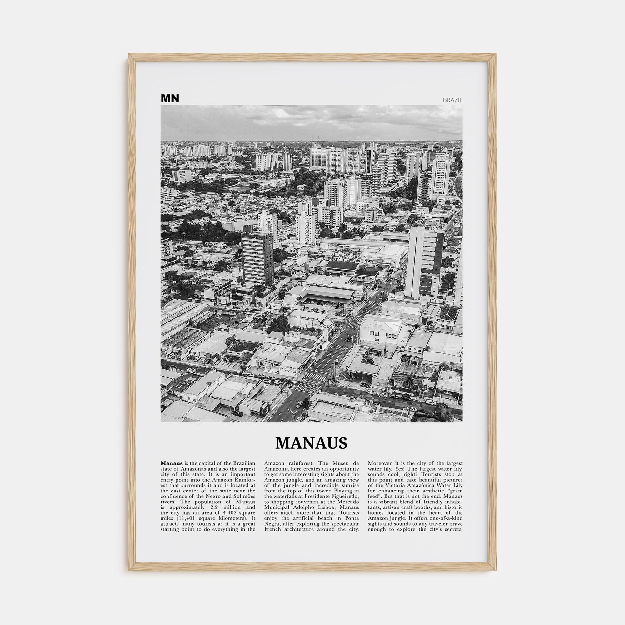 Manaus Travel B&W Poster