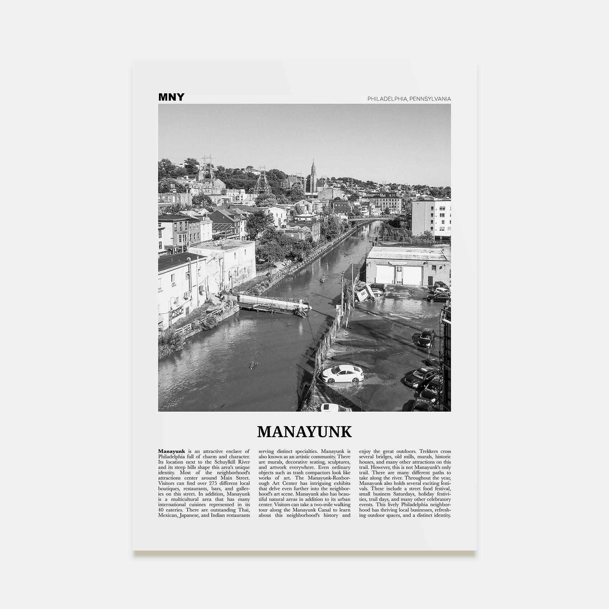 Manayunk Travel B&W Poster