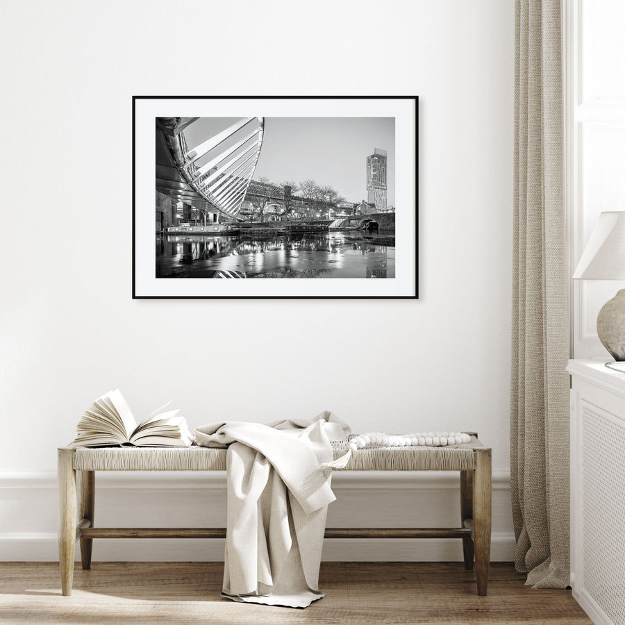 Manchester, England Landscape B&W Poster