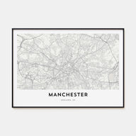 Manchester, England Map Landscape Poster