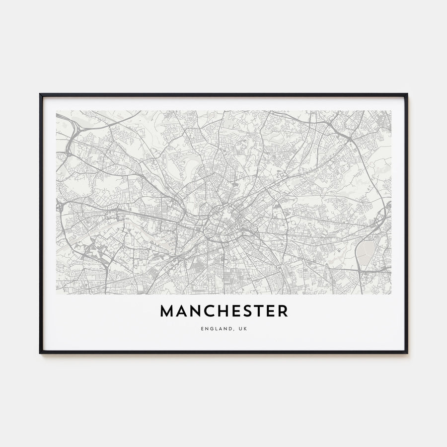 Manchester, England Map Landscape Poster