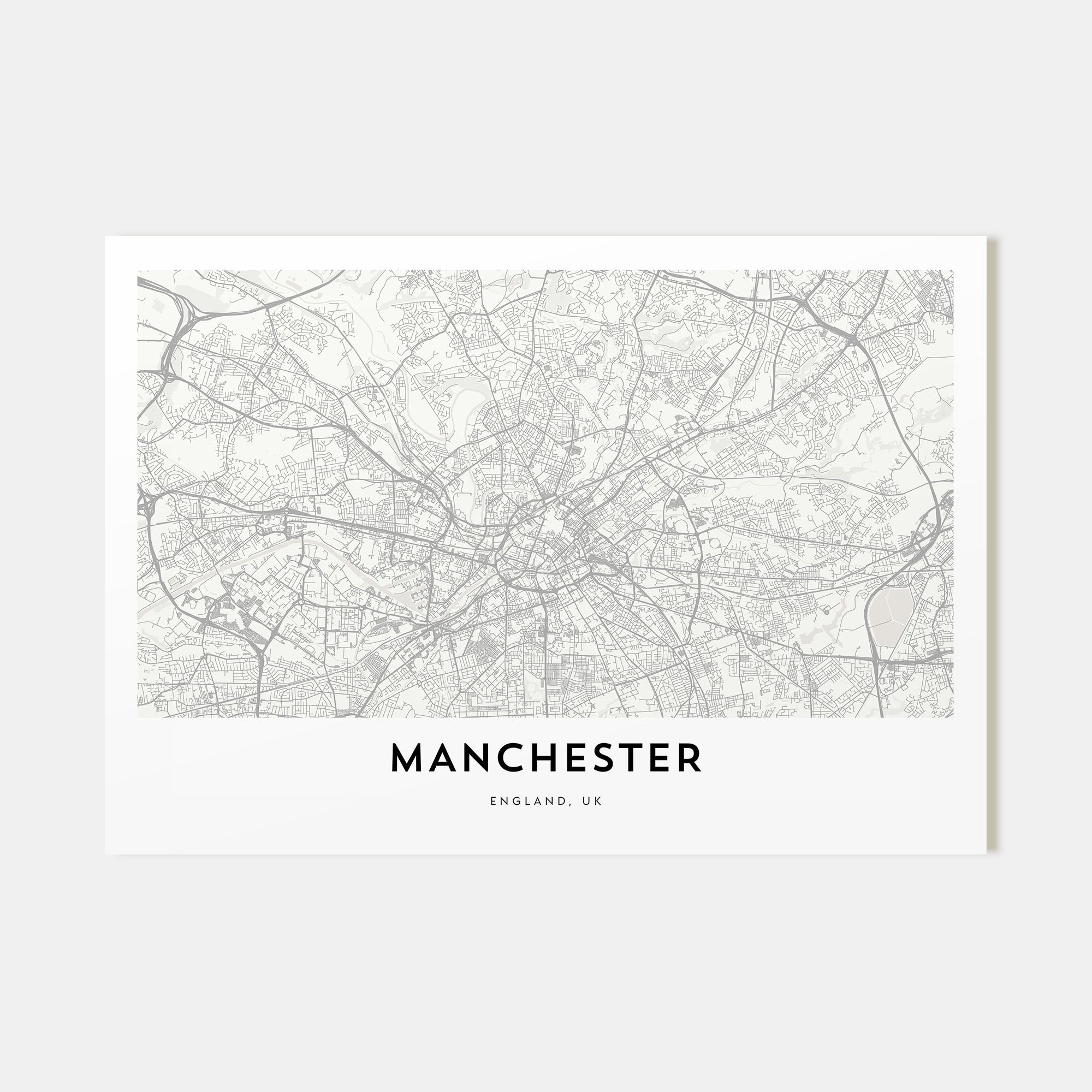 Manchester, England Map Landscape Poster