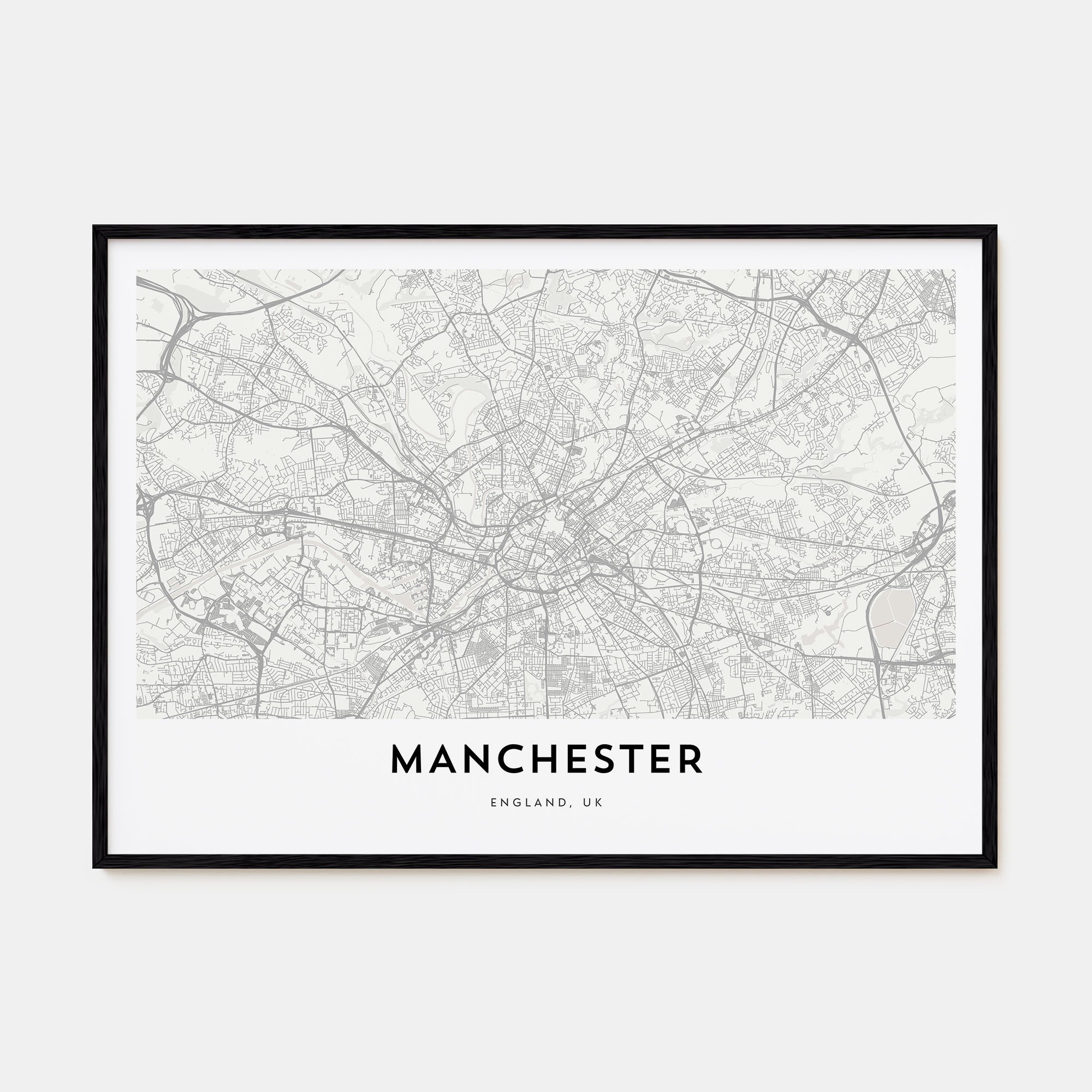 Manchester, England Map Landscape Poster