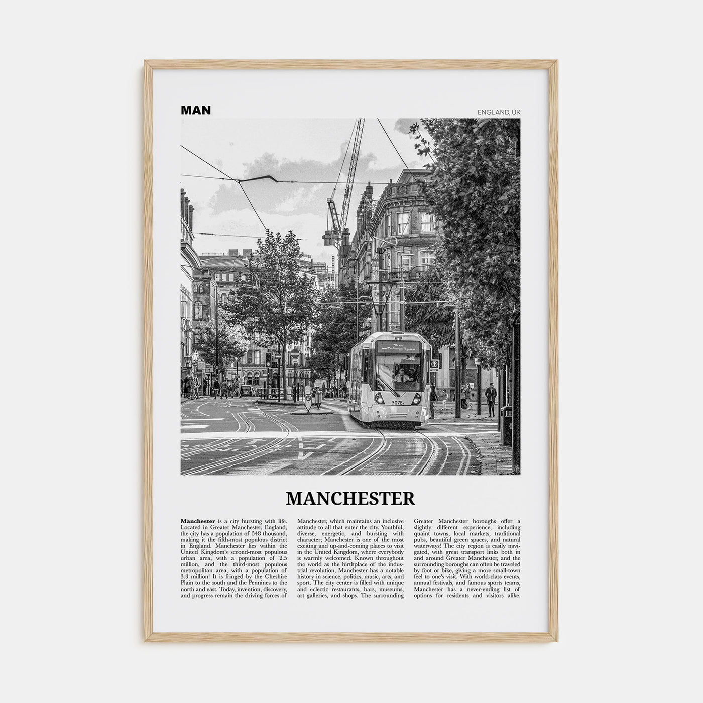 Manchester, England Travel B&W No 1 Poster