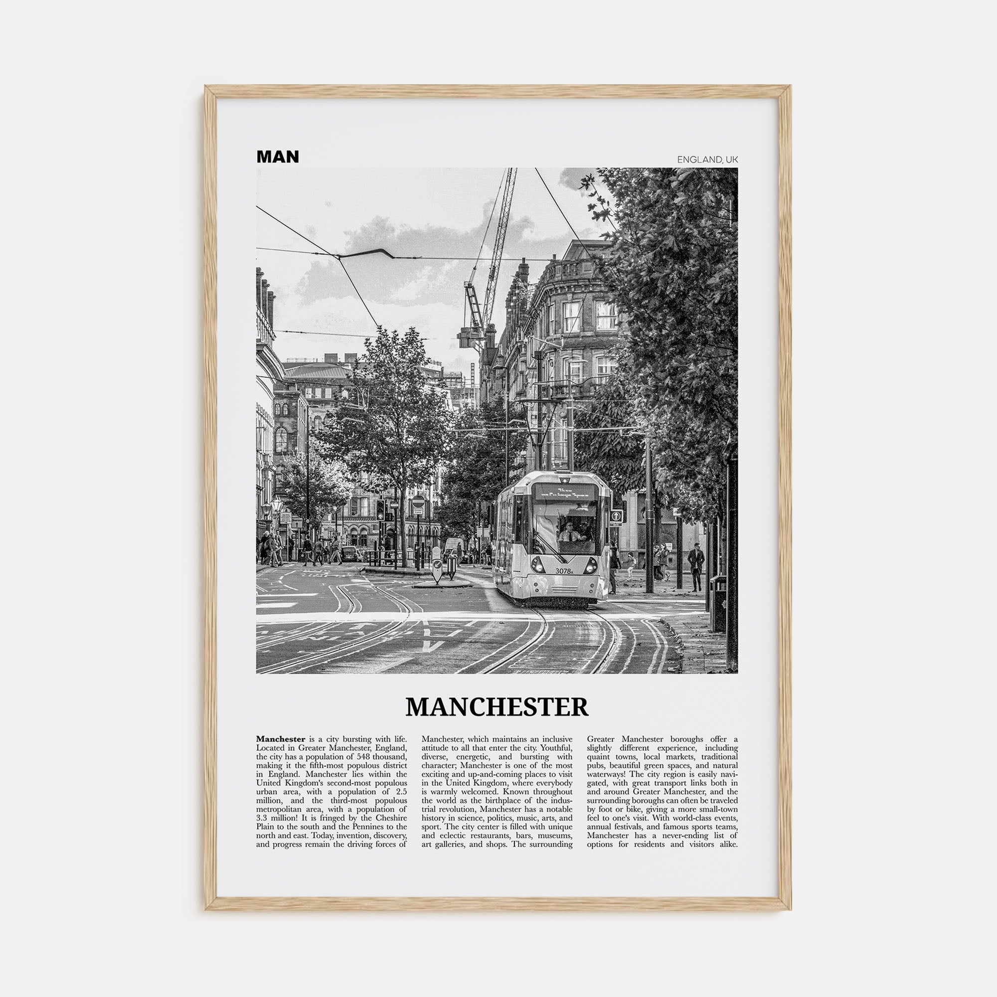 Manchester, England Travel B&W No 1 Poster