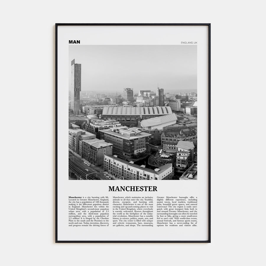 Manchester, England Travel B&W No 2 Poster