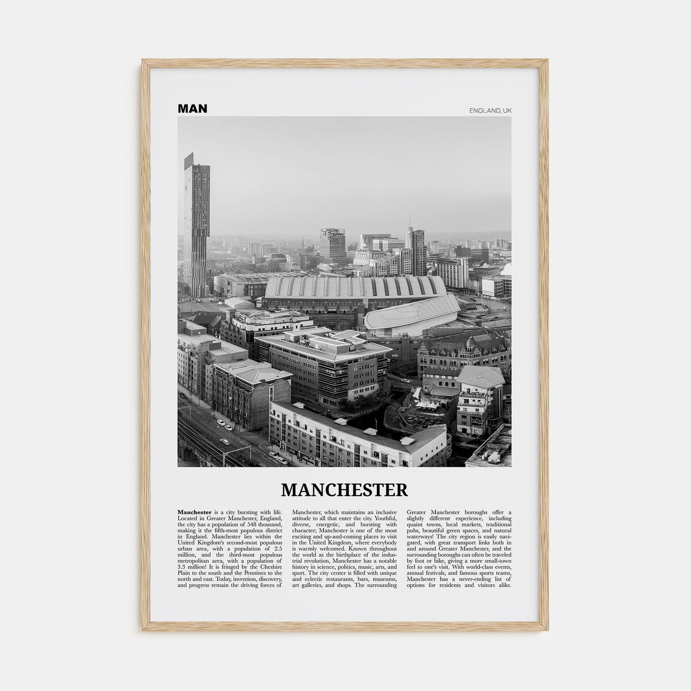 Manchester, England Travel B&W No 2 Poster