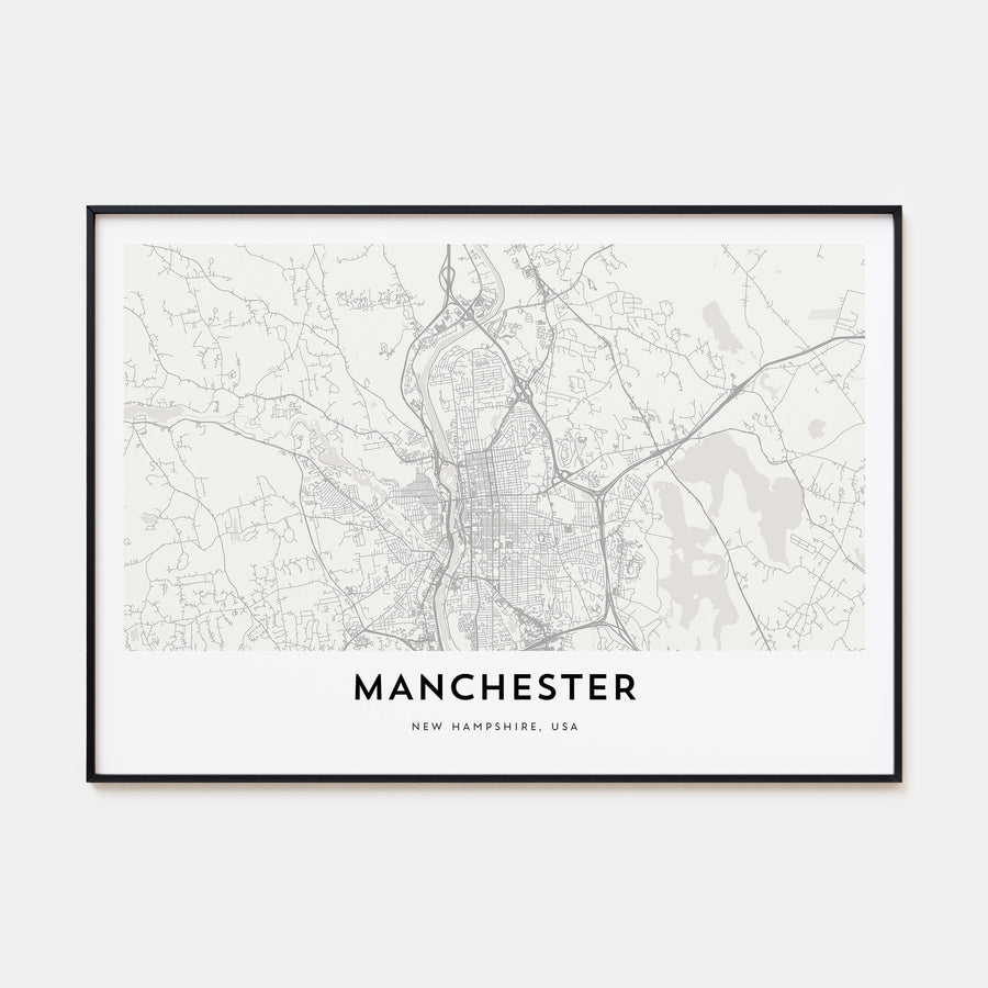 Manchester, New Hampshire Map Landscape Poster