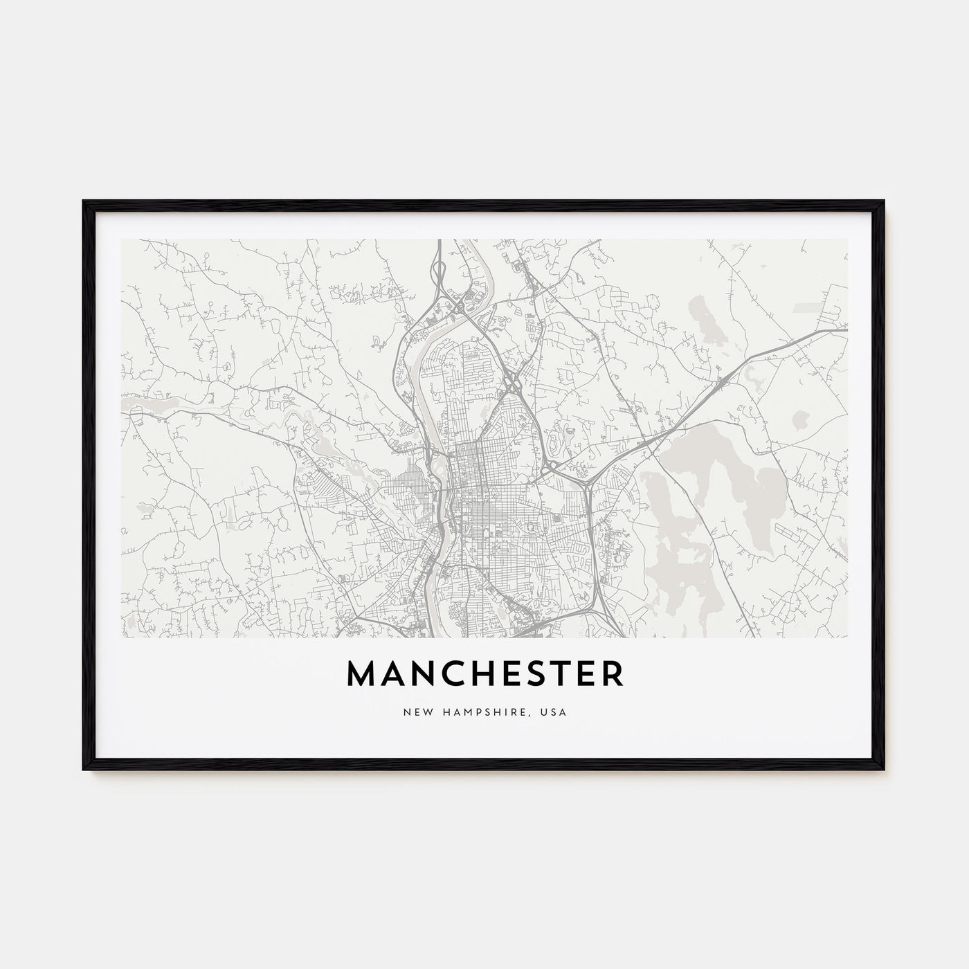 Manchester, New Hampshire Map Landscape Poster