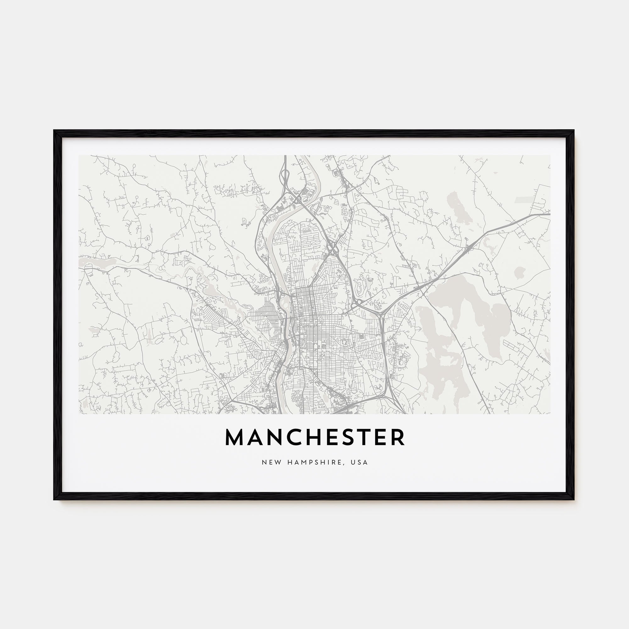 Manchester, New Hampshire Map Landscape Poster