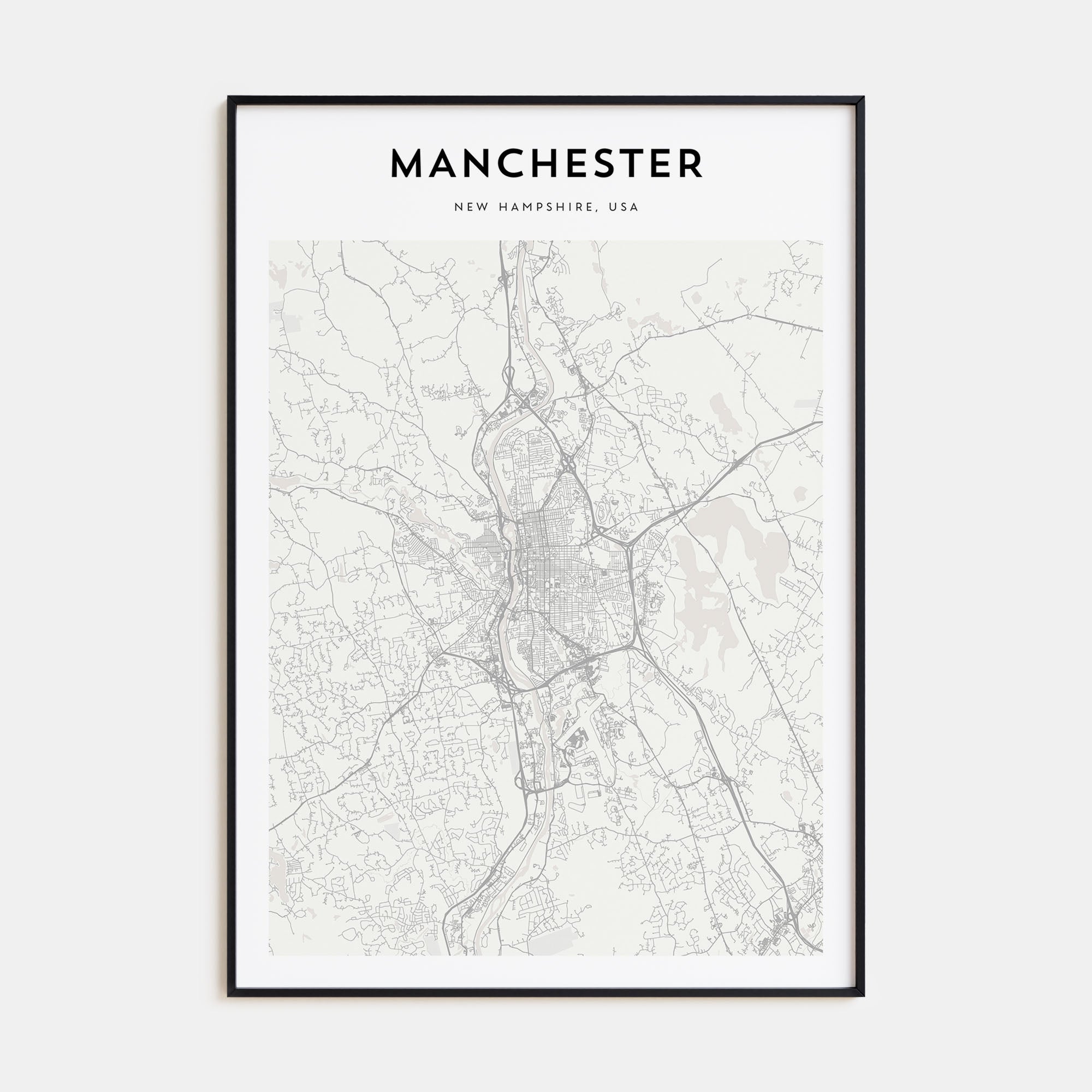 Manchester, New Hampshire Map Portrait Poster