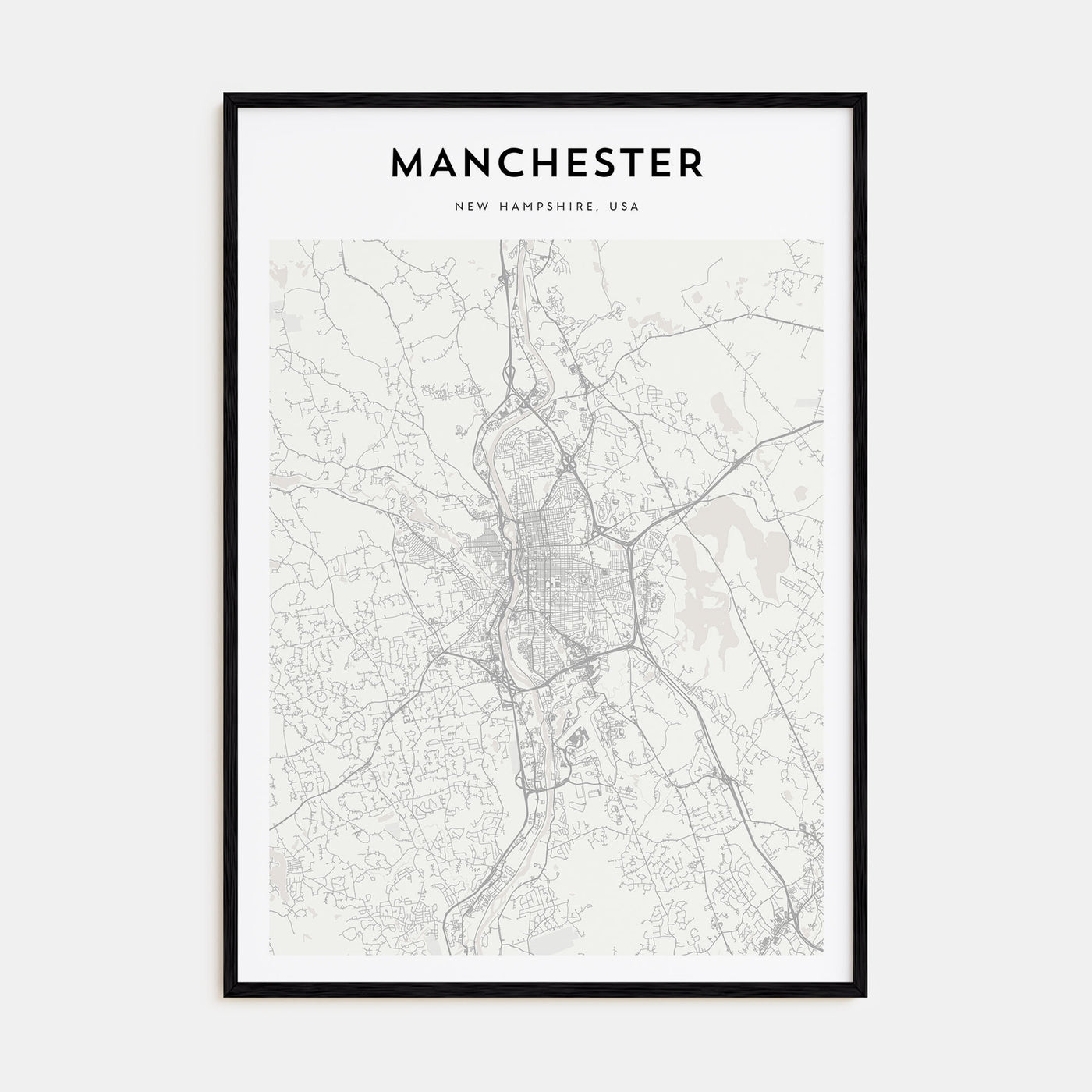 Manchester, New Hampshire Map Portrait Poster