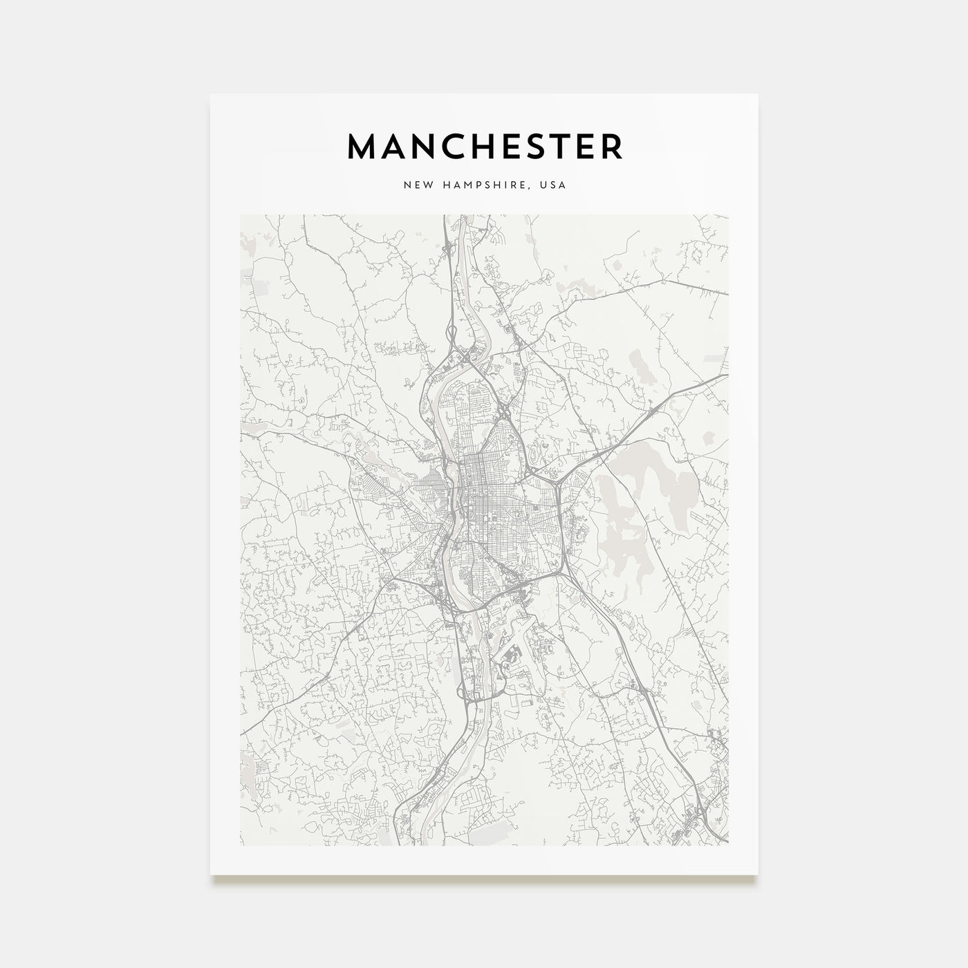 Manchester, New Hampshire Map Portrait Poster