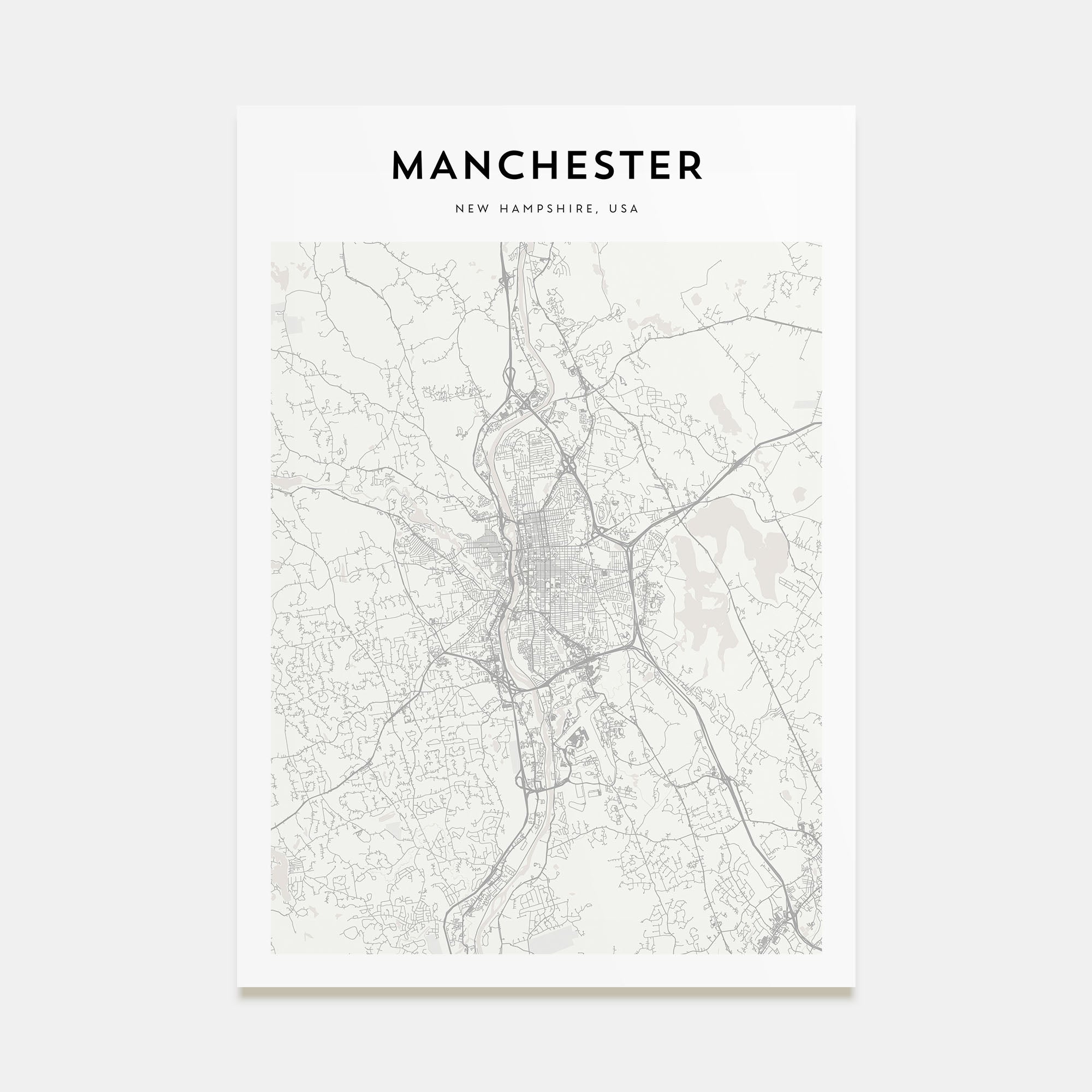 Manchester, New Hampshire Map Portrait Poster