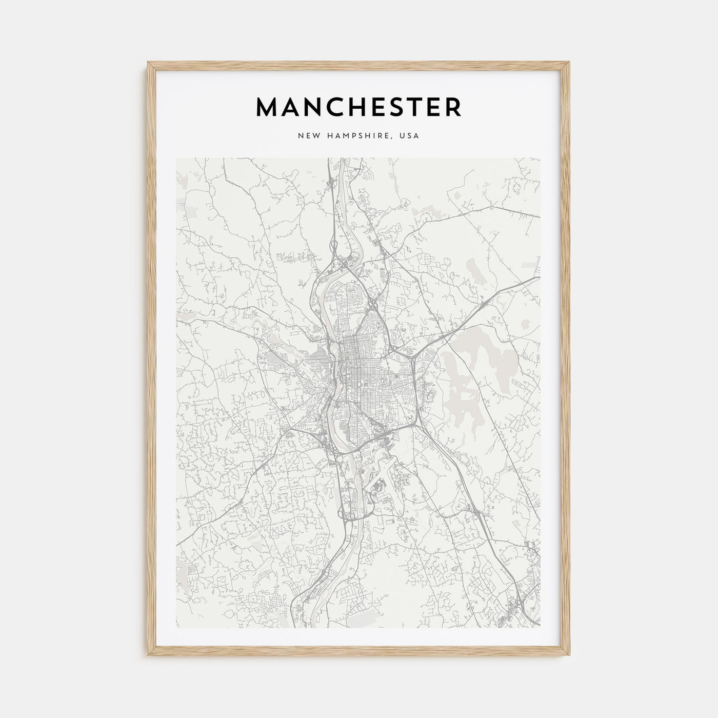 Manchester, New Hampshire Map Portrait Poster