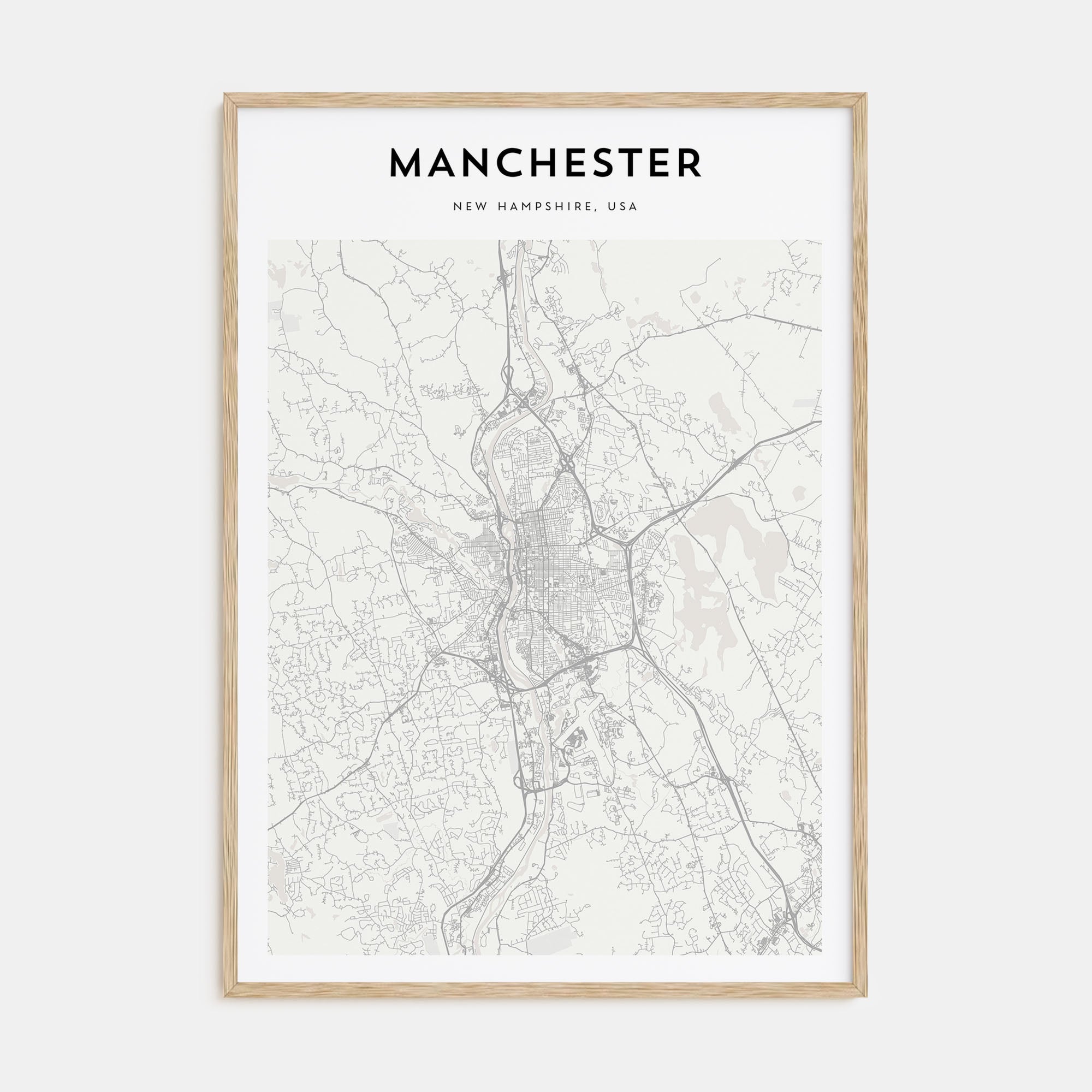 Manchester, New Hampshire Map Portrait Poster