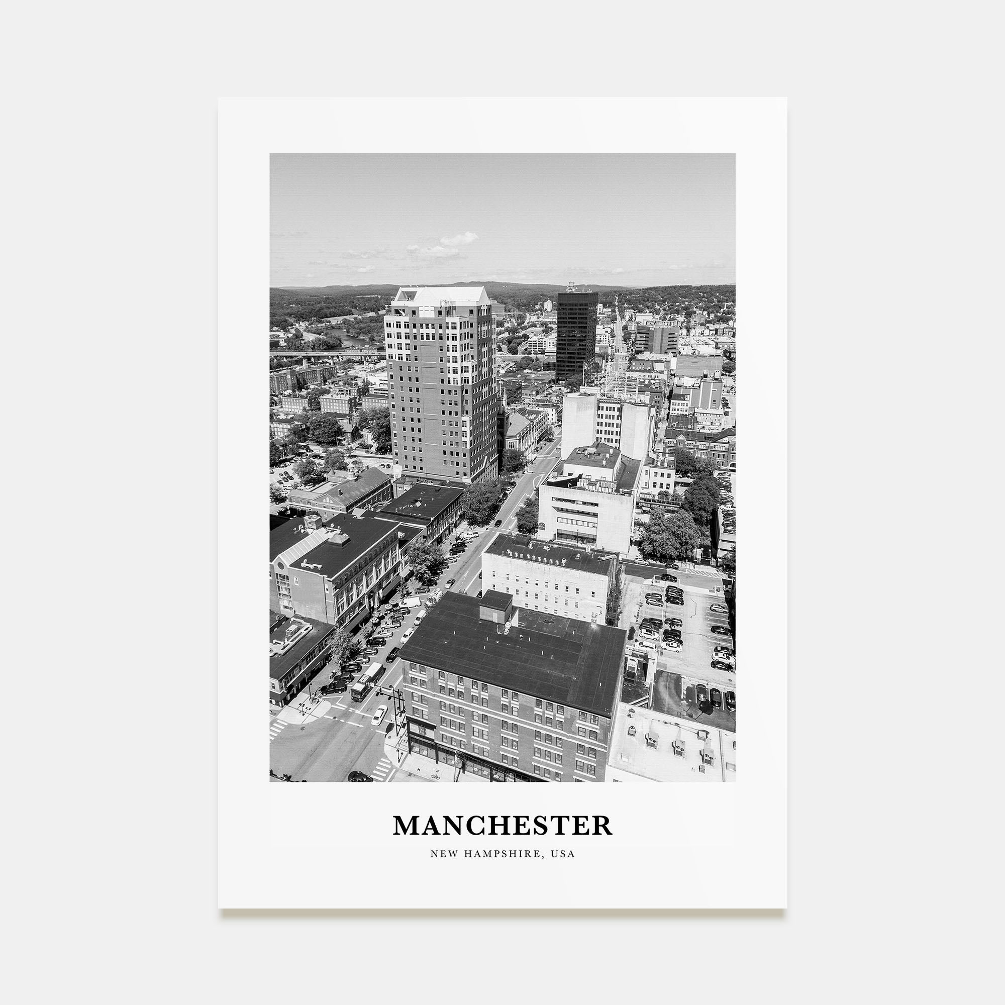 Manchester, New Hampshire Portrait B&W Poster