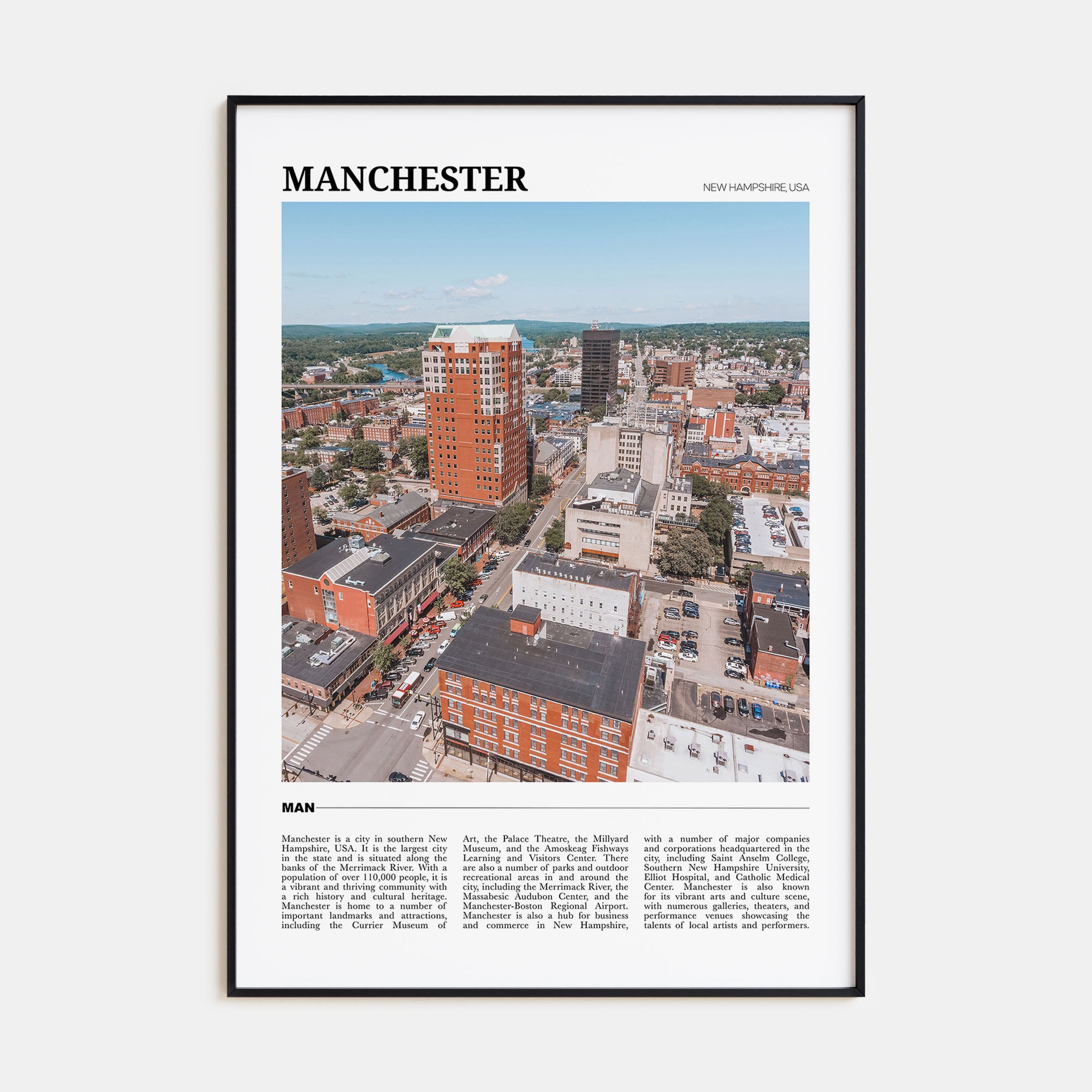 Manchester, New Hampshire Travel Color Poster