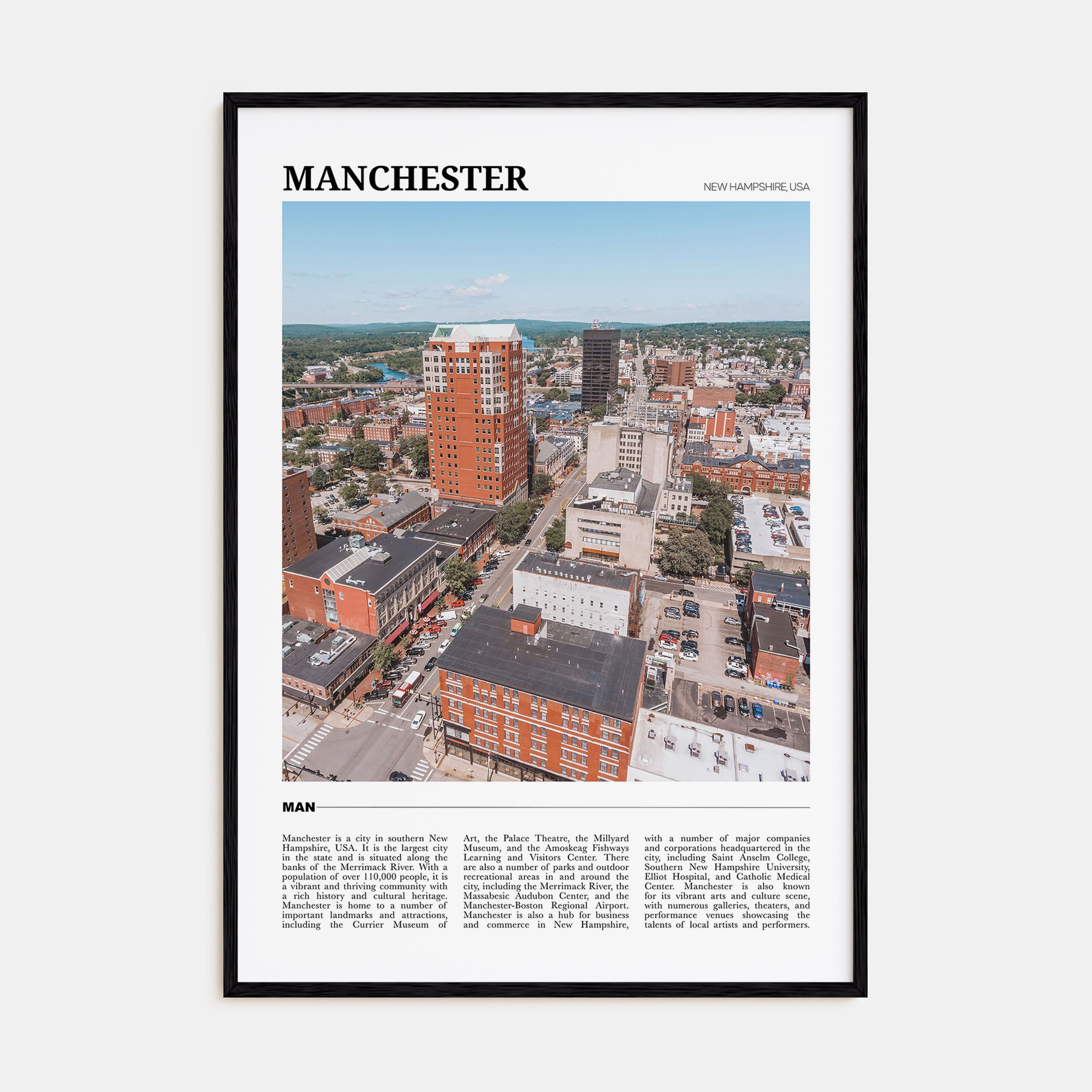 Manchester, New Hampshire Travel Color Poster
