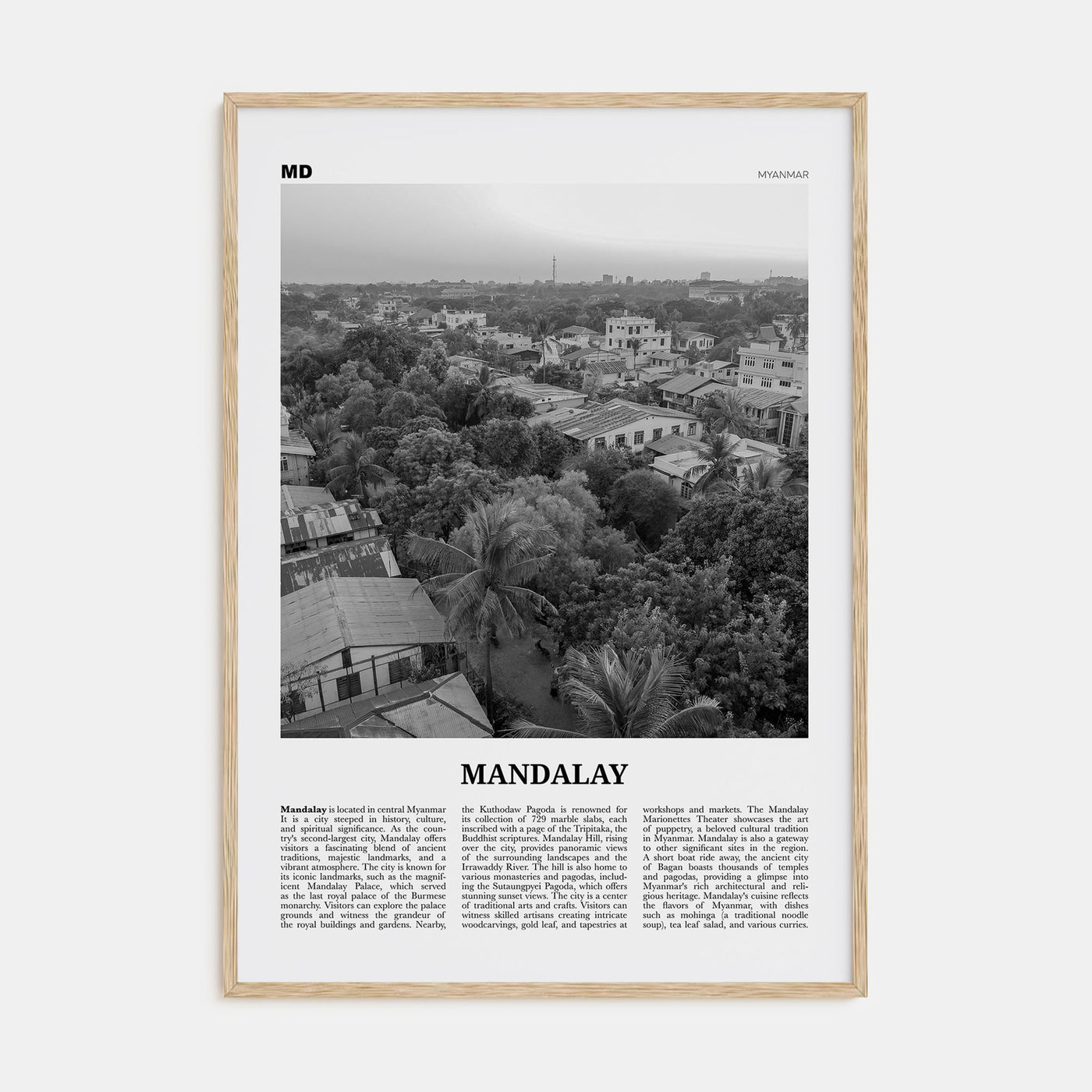 Mandalay Travel B&W Poster
