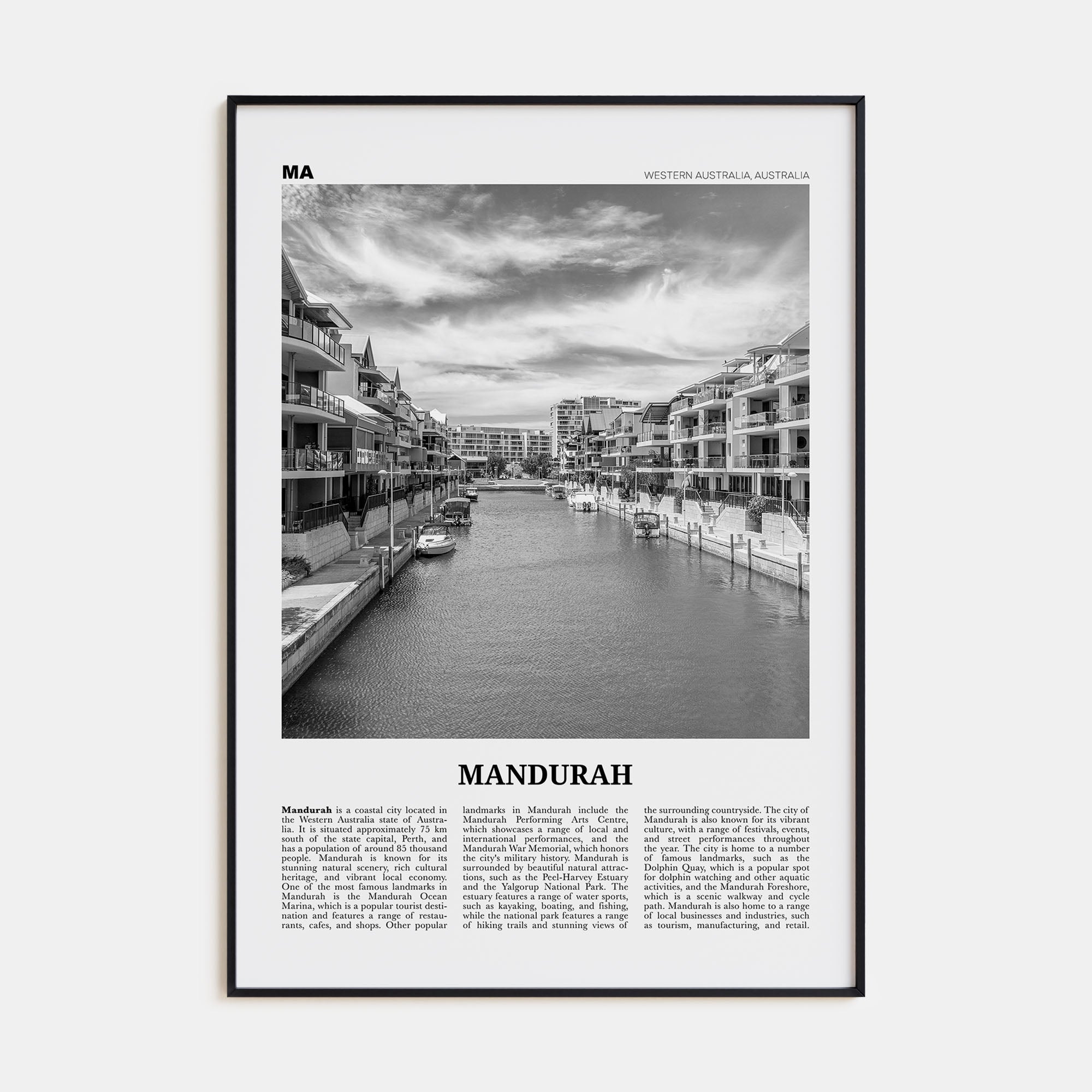Mandurah Travel B&W Poster
