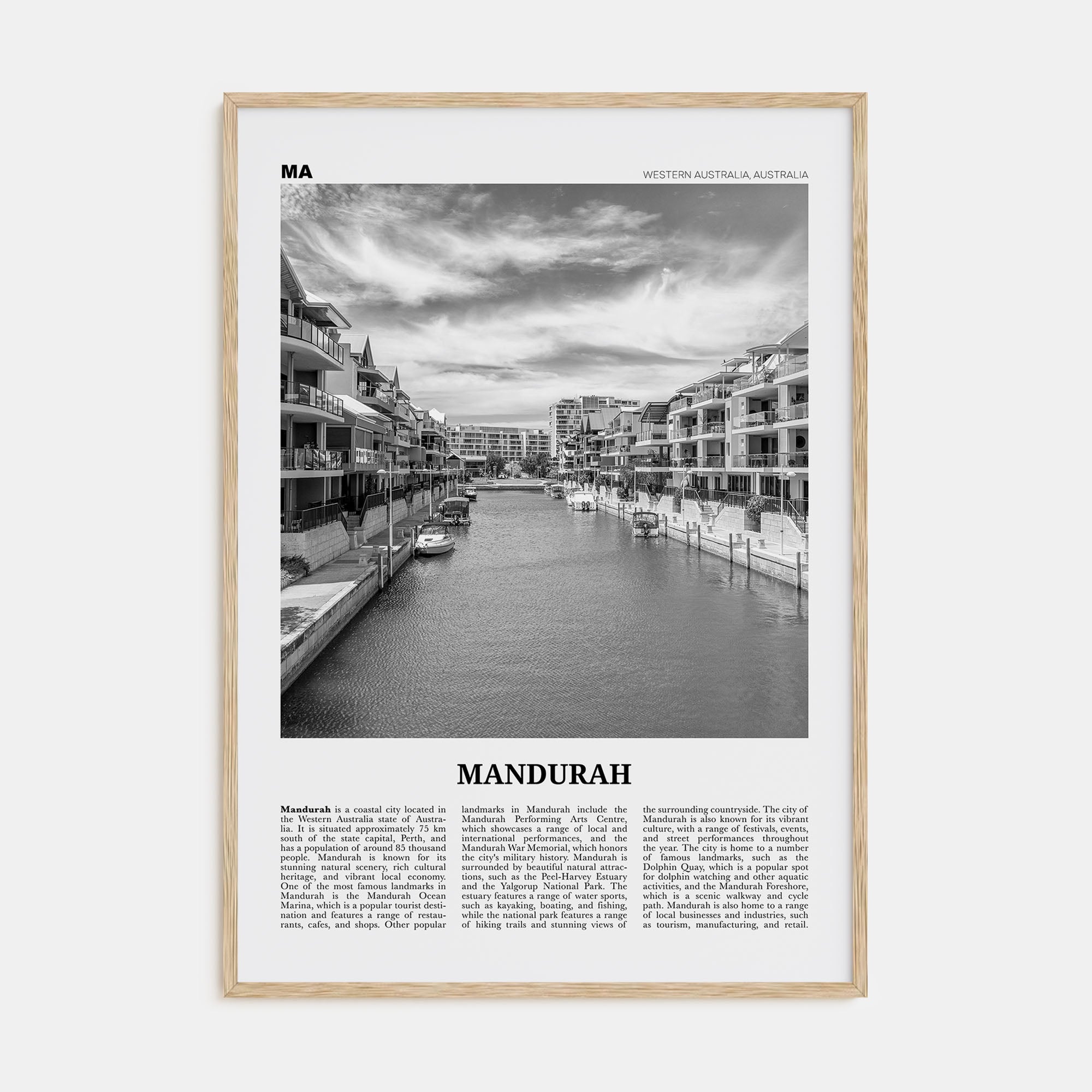 Mandurah Travel B&W Poster