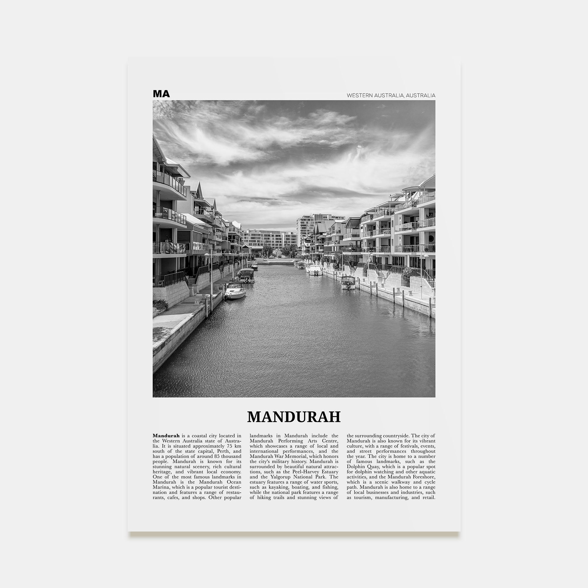Mandurah Travel B&W Poster